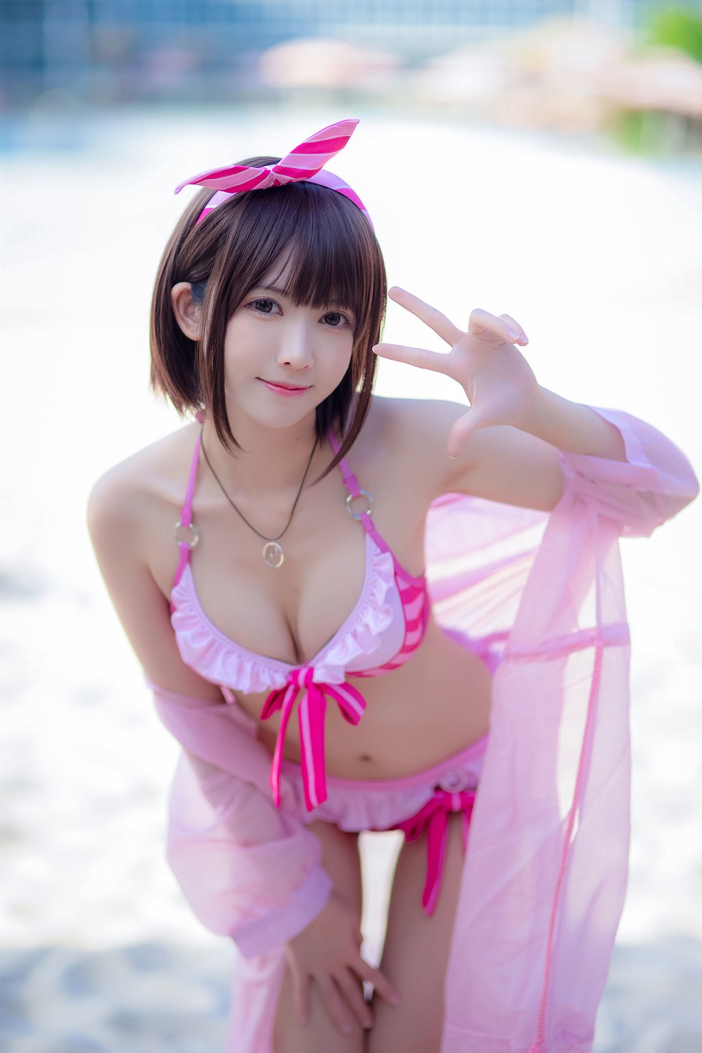 鳗鱼霏儿《加藤恵 ピンクの水着》 [コスプレ美女] 写真集[20P