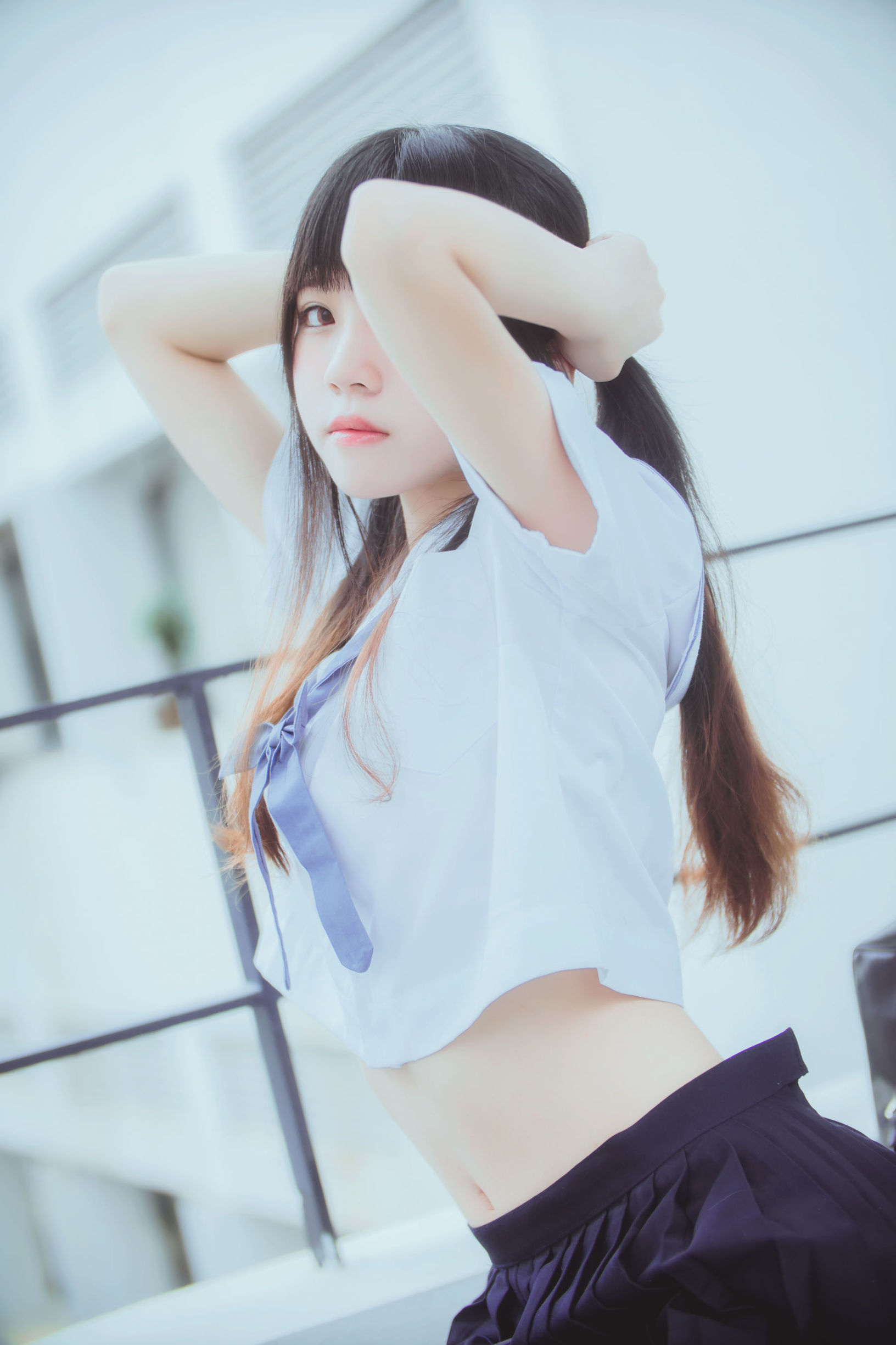 JK Cosplay：桜桃喵《蓝白水手服