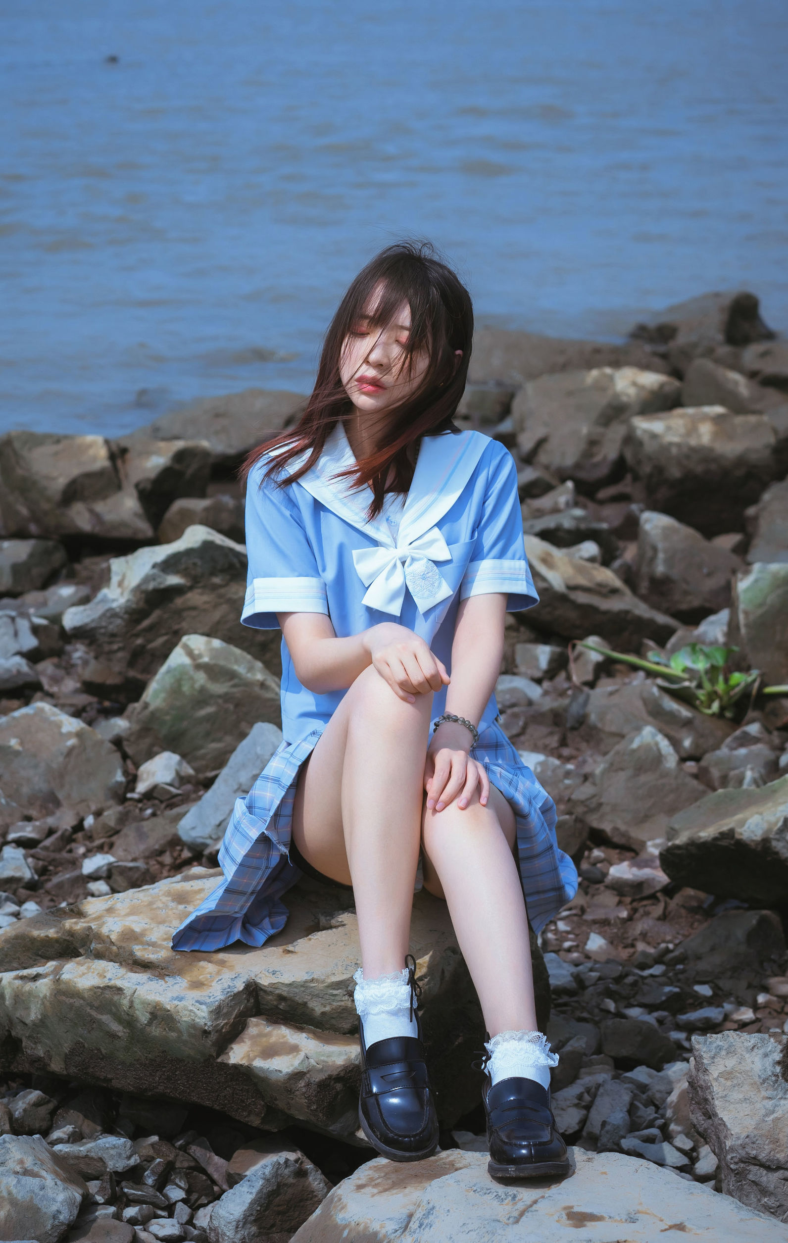 疯猫ss 一起去海鸥岛吧 校服海边Cosplay