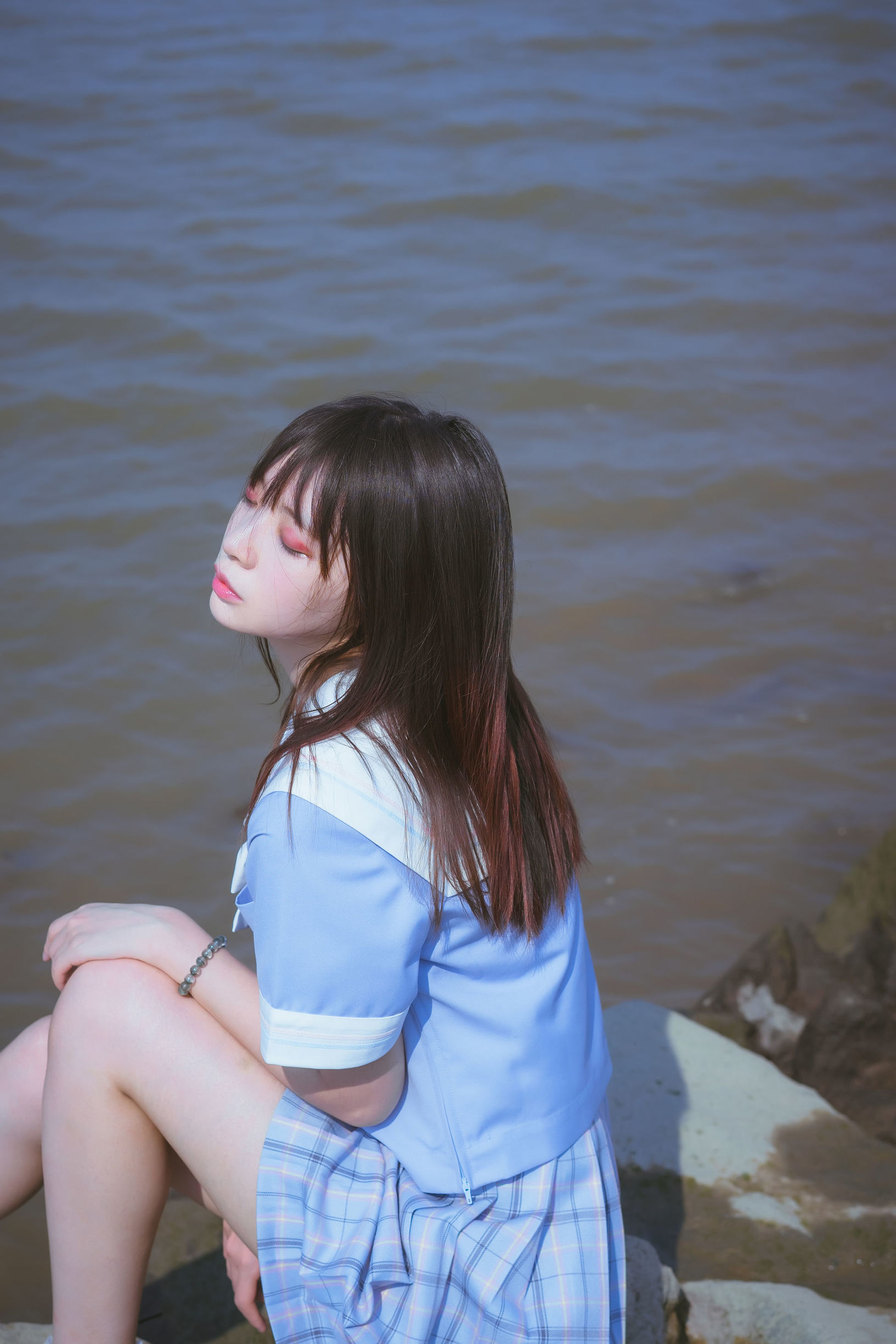 疯猫ss 一起去海鸥岛吧 校服海边Cosplay