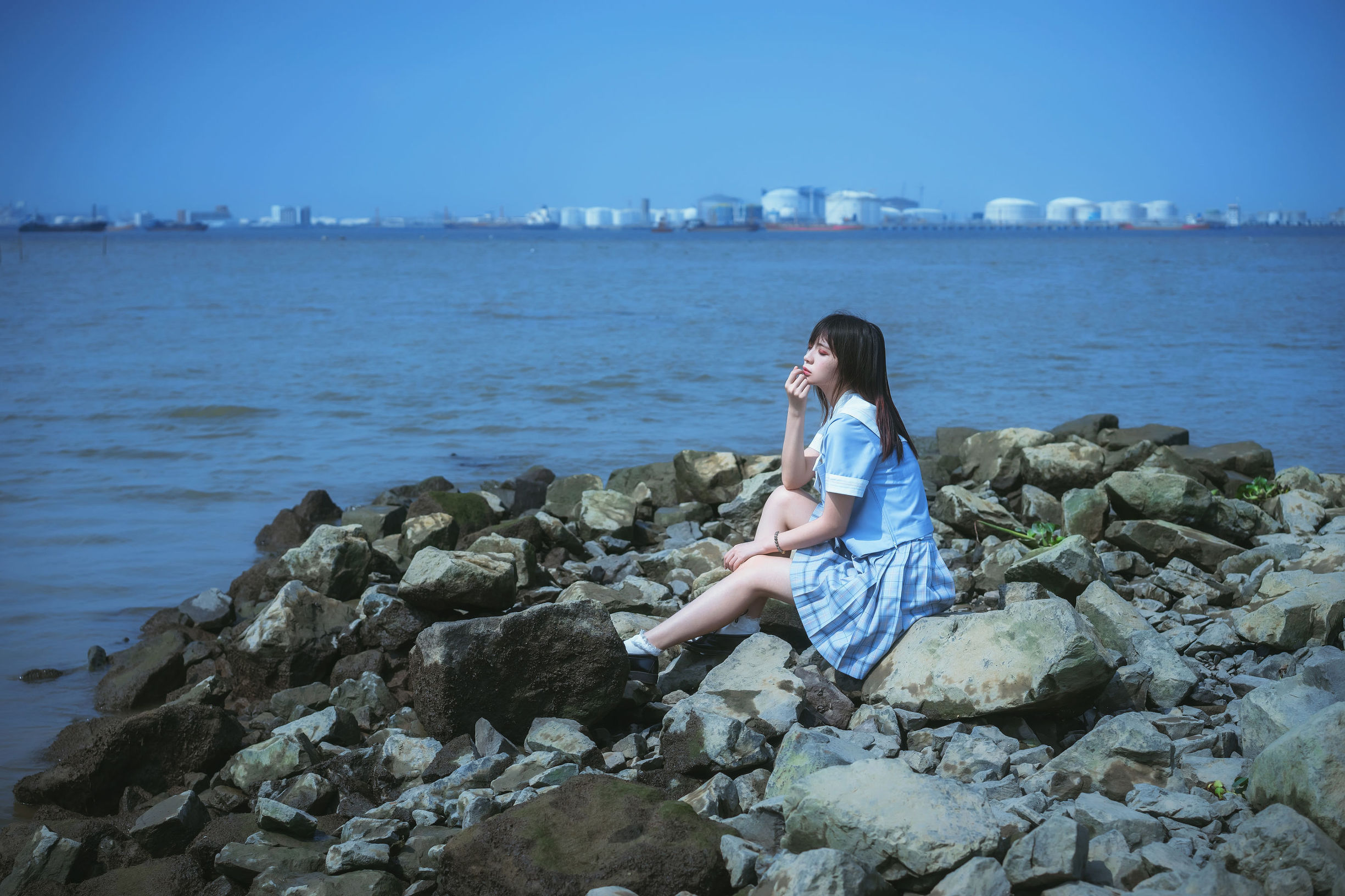 疯猫ss 一起去海鸥岛吧 校服海边Cosplay