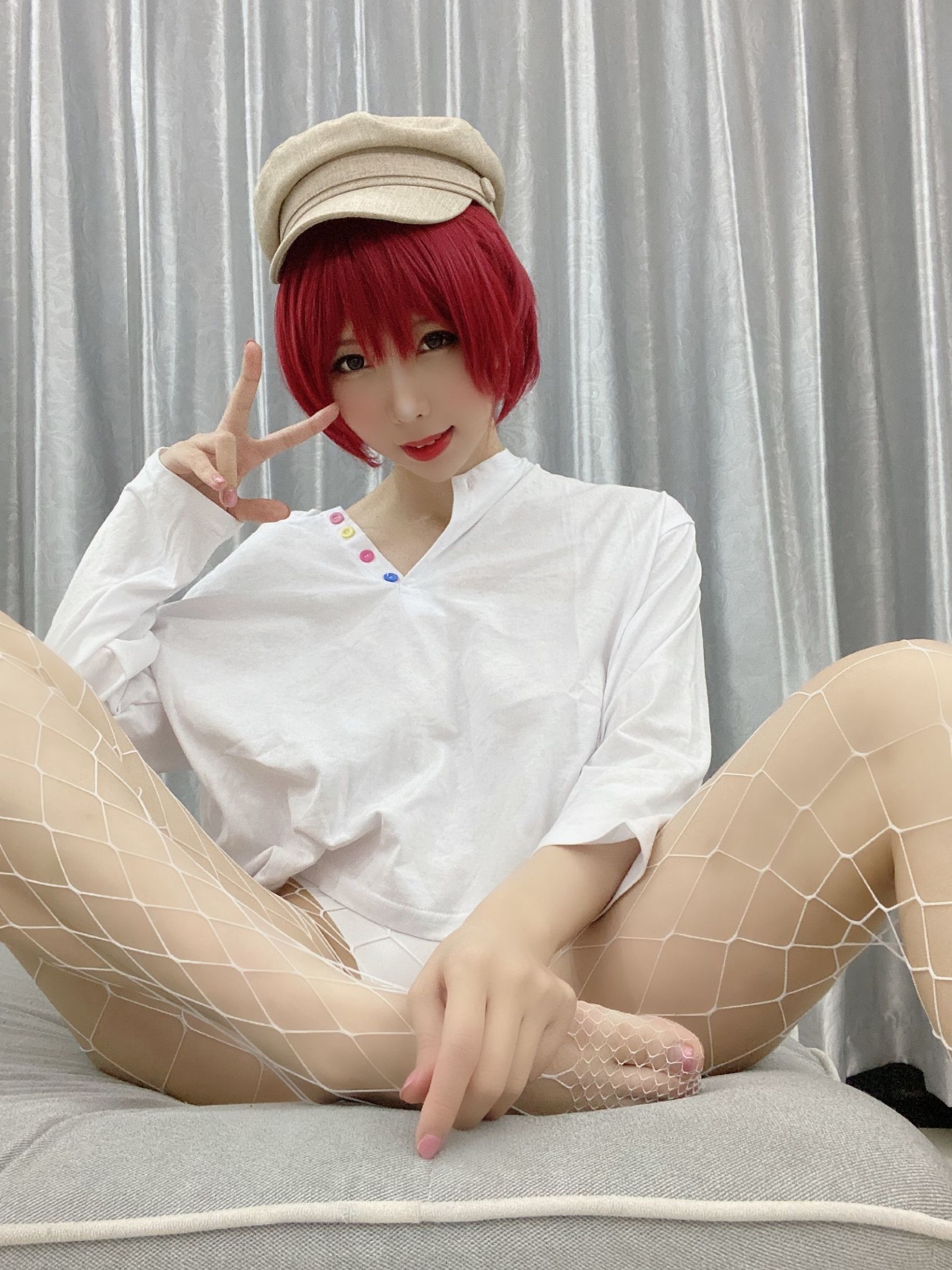สองมิติสาวสวยหน้าอกใหญ่ ชิกิ คะโนยะ ถุงเท้าตาข่ายสีขาว