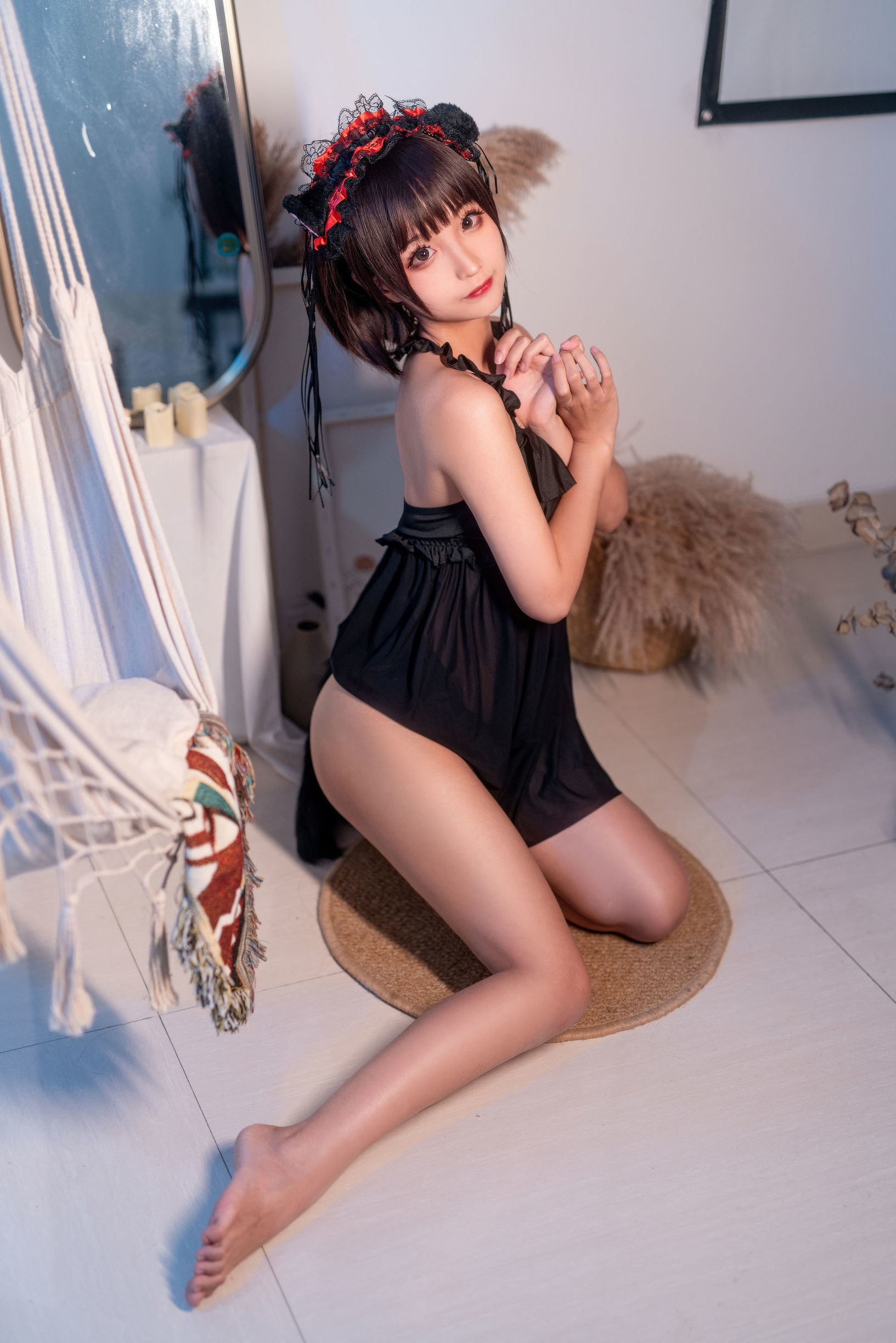 บล็อกเกอร์อนิเมะ ชุนหมอหมอ ชุดนอนกระโปรงสีดำ