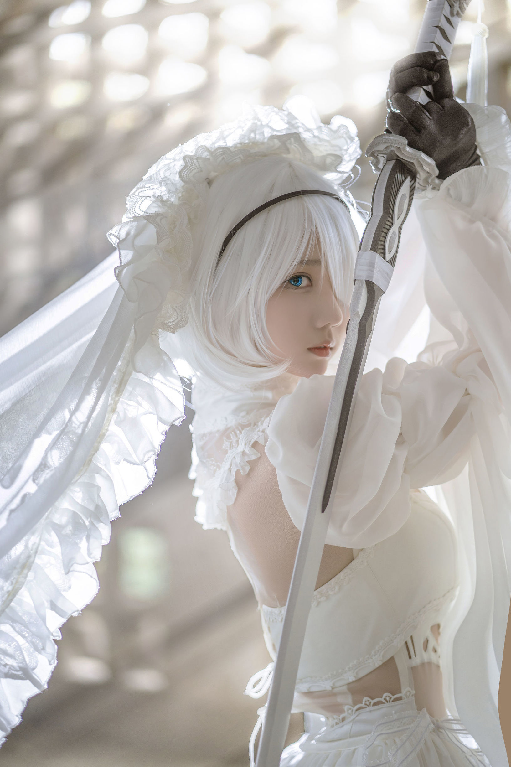 微博ฟูหลี่จีจิงเจียง 2B ชุดแต่งงานสีขาว
