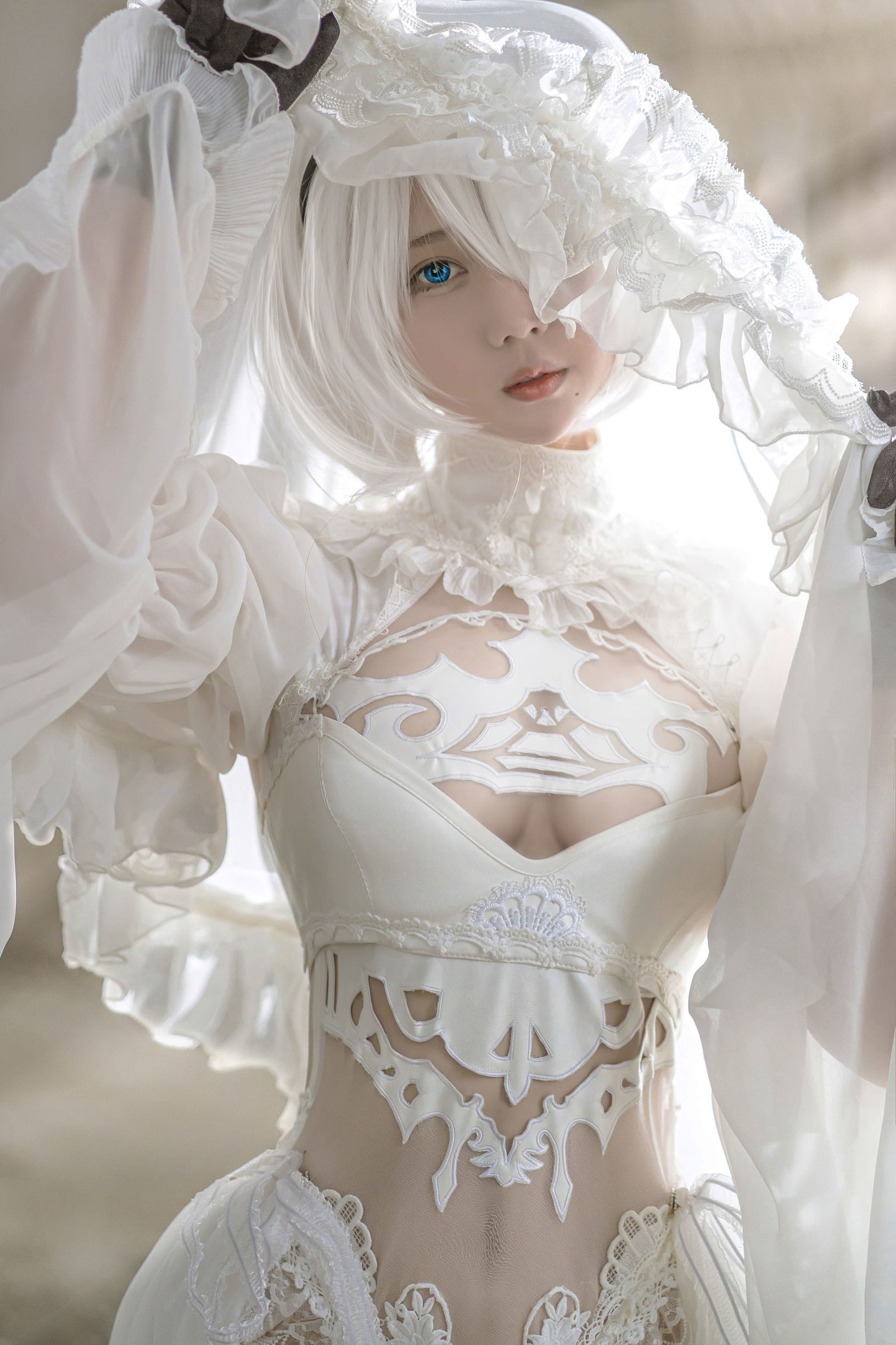微博ฟูหลี่จีจิงเจียง 2B ชุดแต่งงานสีขาว