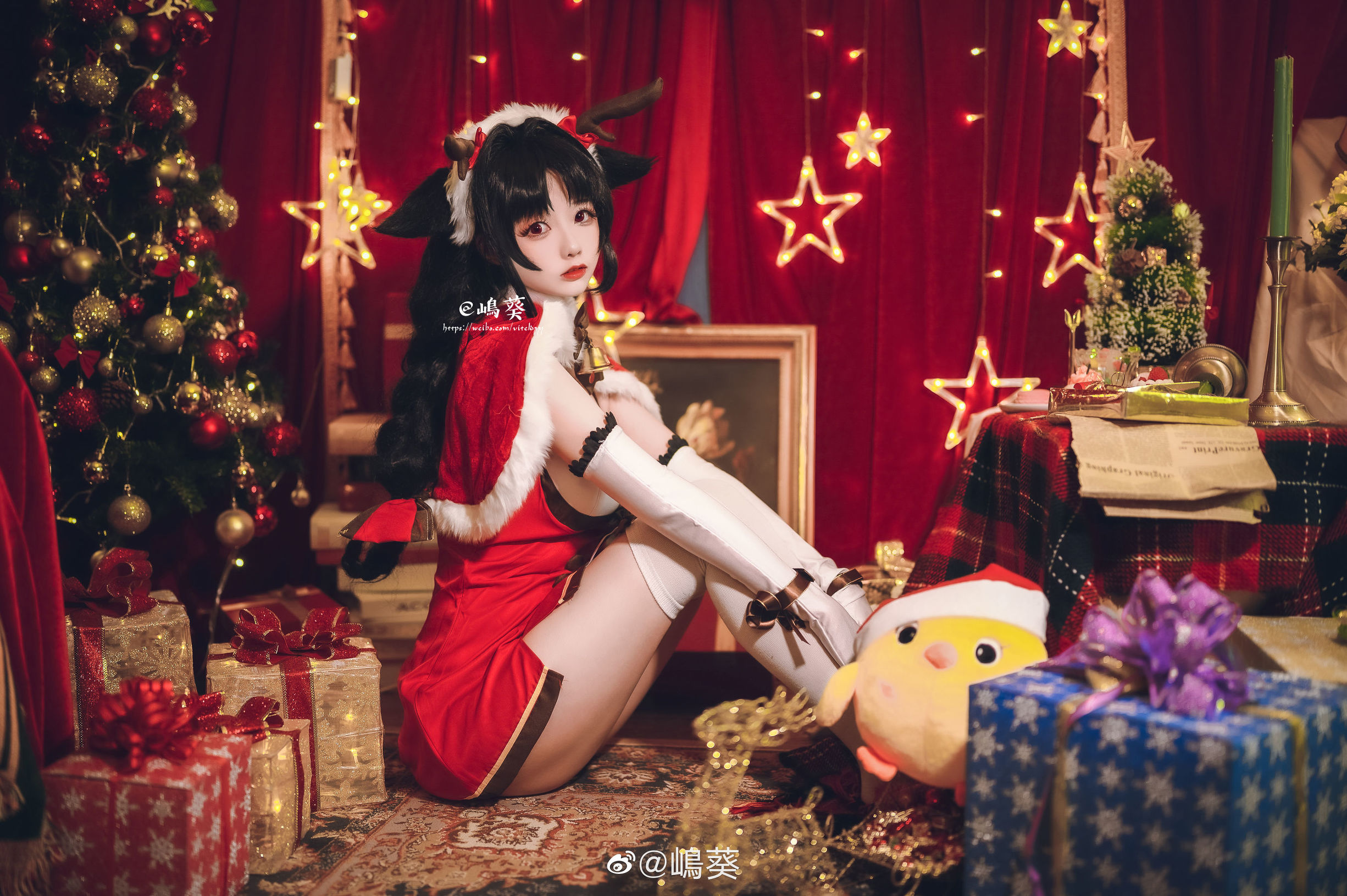 Weibo Beauty Shima Aoi, Azur Lane, Great Tide, Reindeer and Christmas Gifts