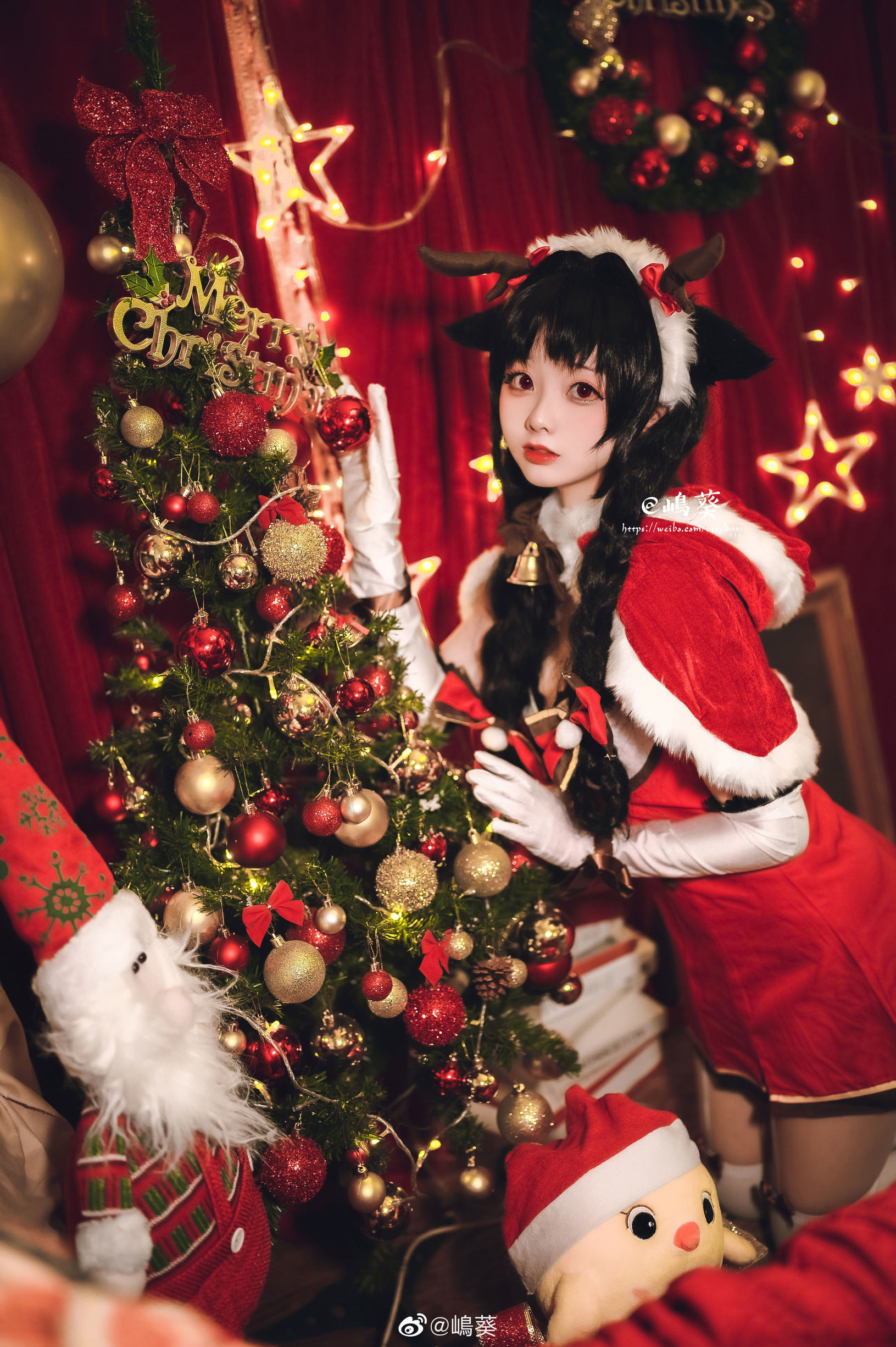 Weibo Beauty Shima Aoi, Azur Lane, Great Tide, Reindeer and Christmas Gifts