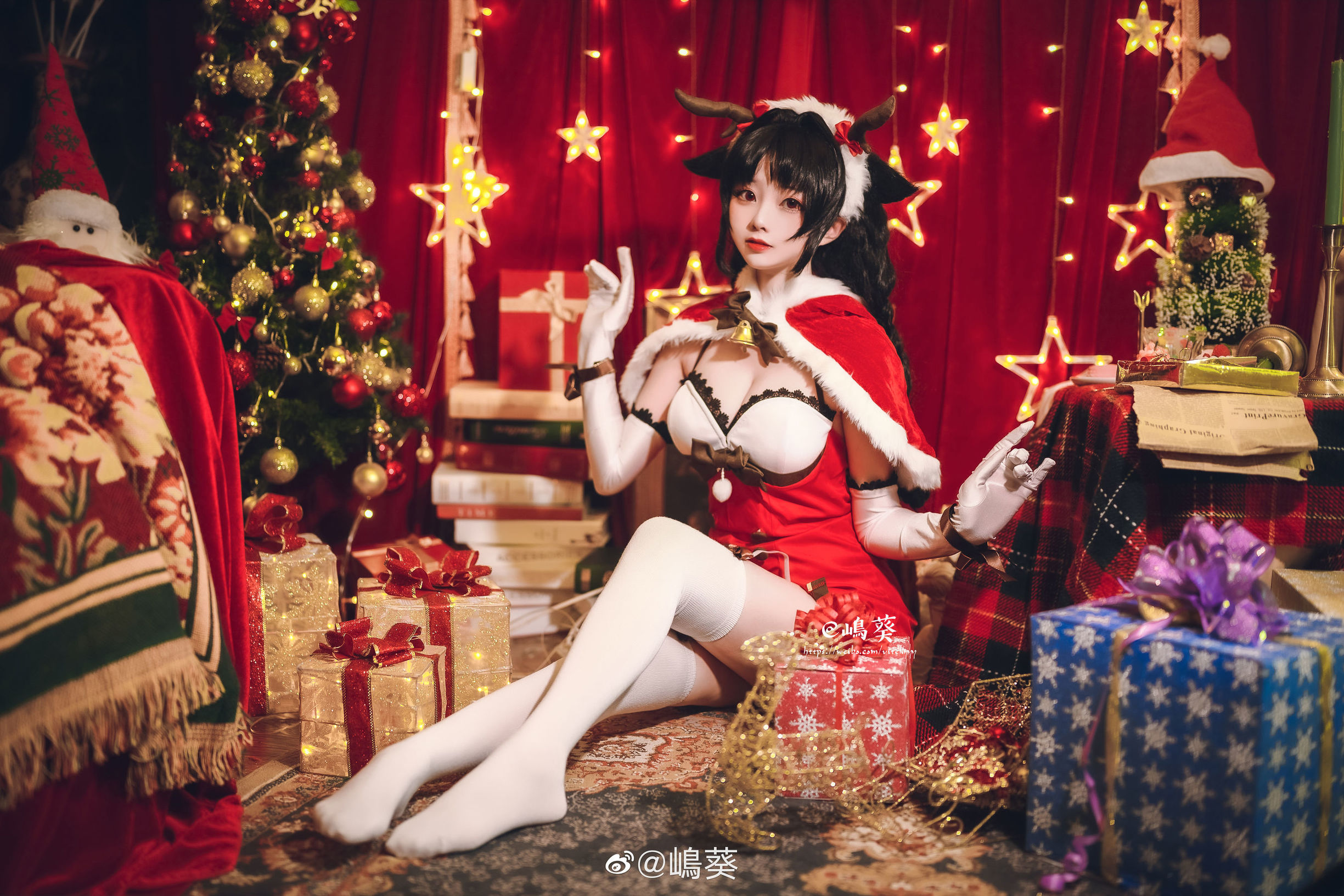 Weibo Beauty Shima Aoi, Azur Lane, Great Tide, Reindeer and Christmas Gifts