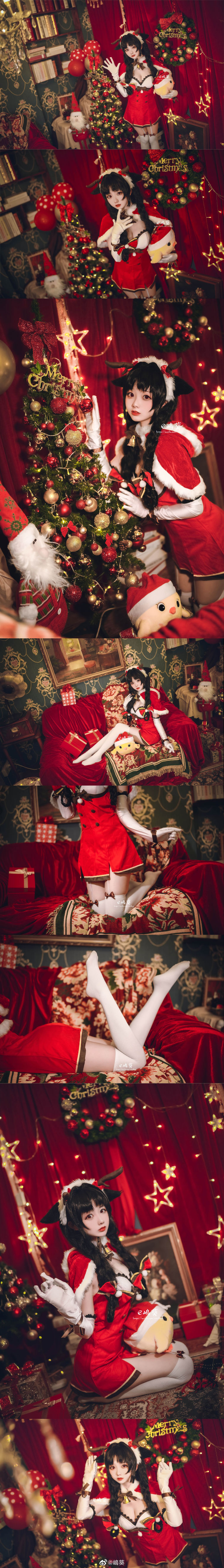 Weibo Beauty Shima Aoi, Azur Lane, Great Tide, Reindeer and Christmas Gifts