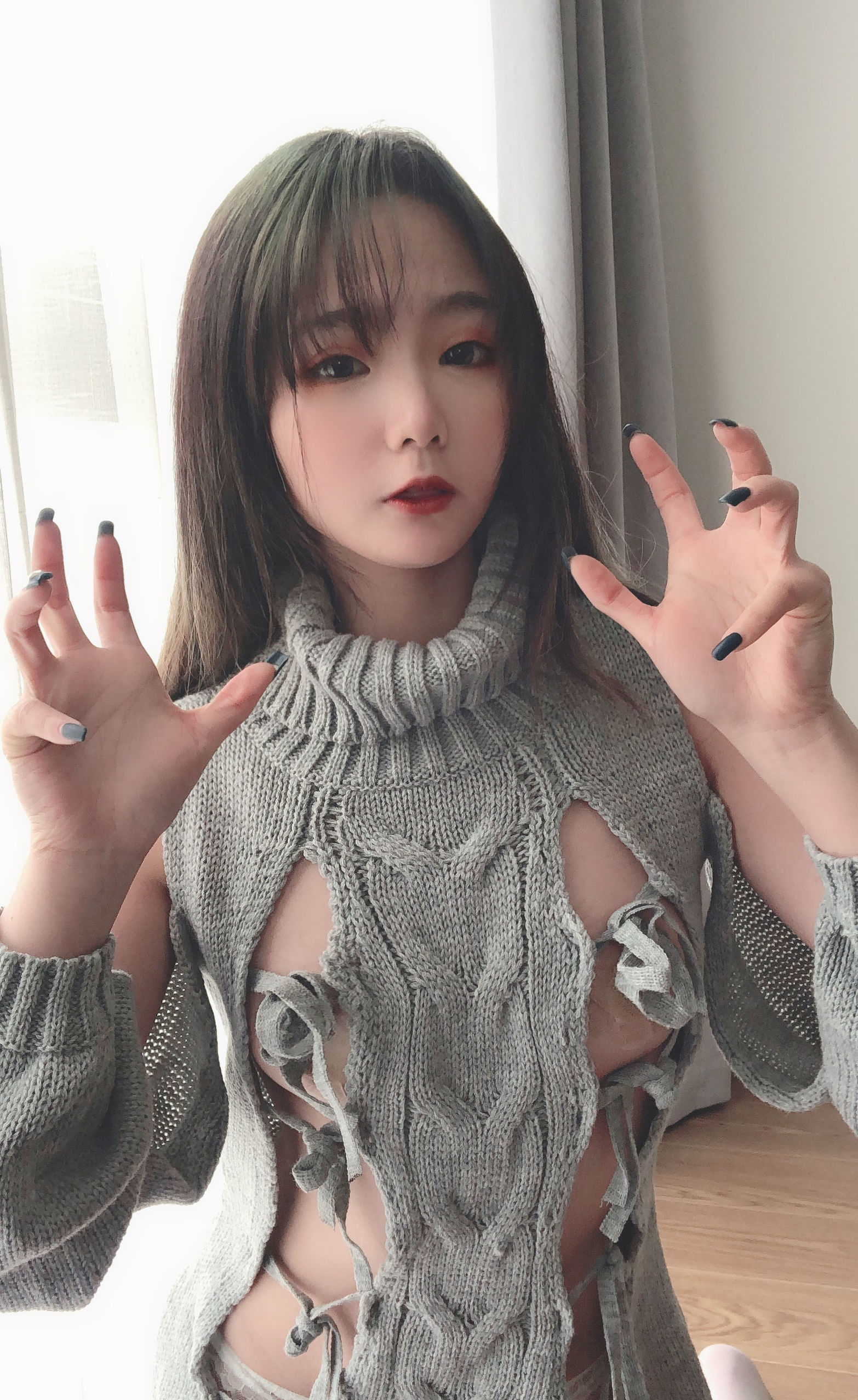 멍메이는 청수 백리스 스웨터