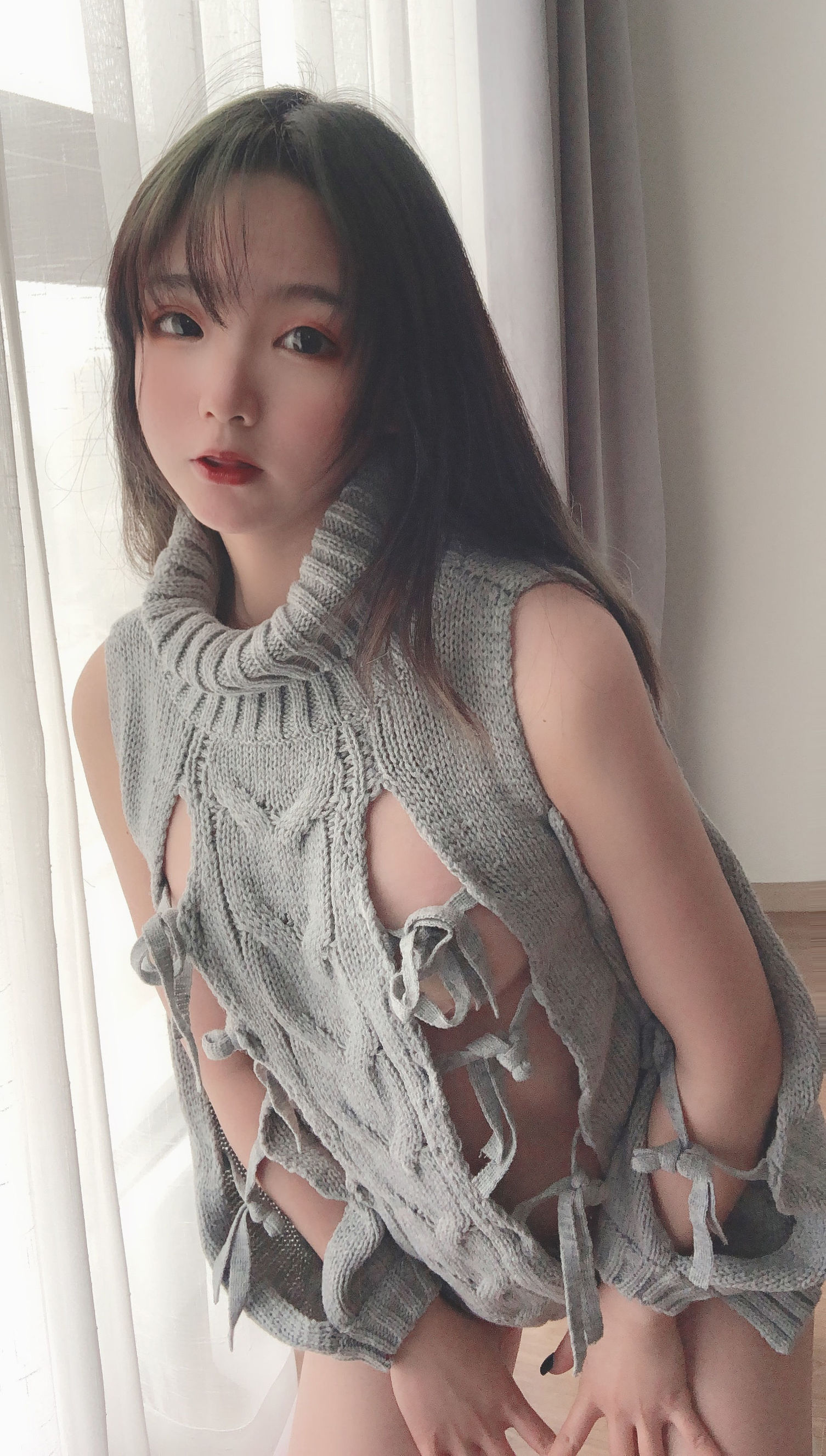 멍메이는 청수 백리스 스웨터