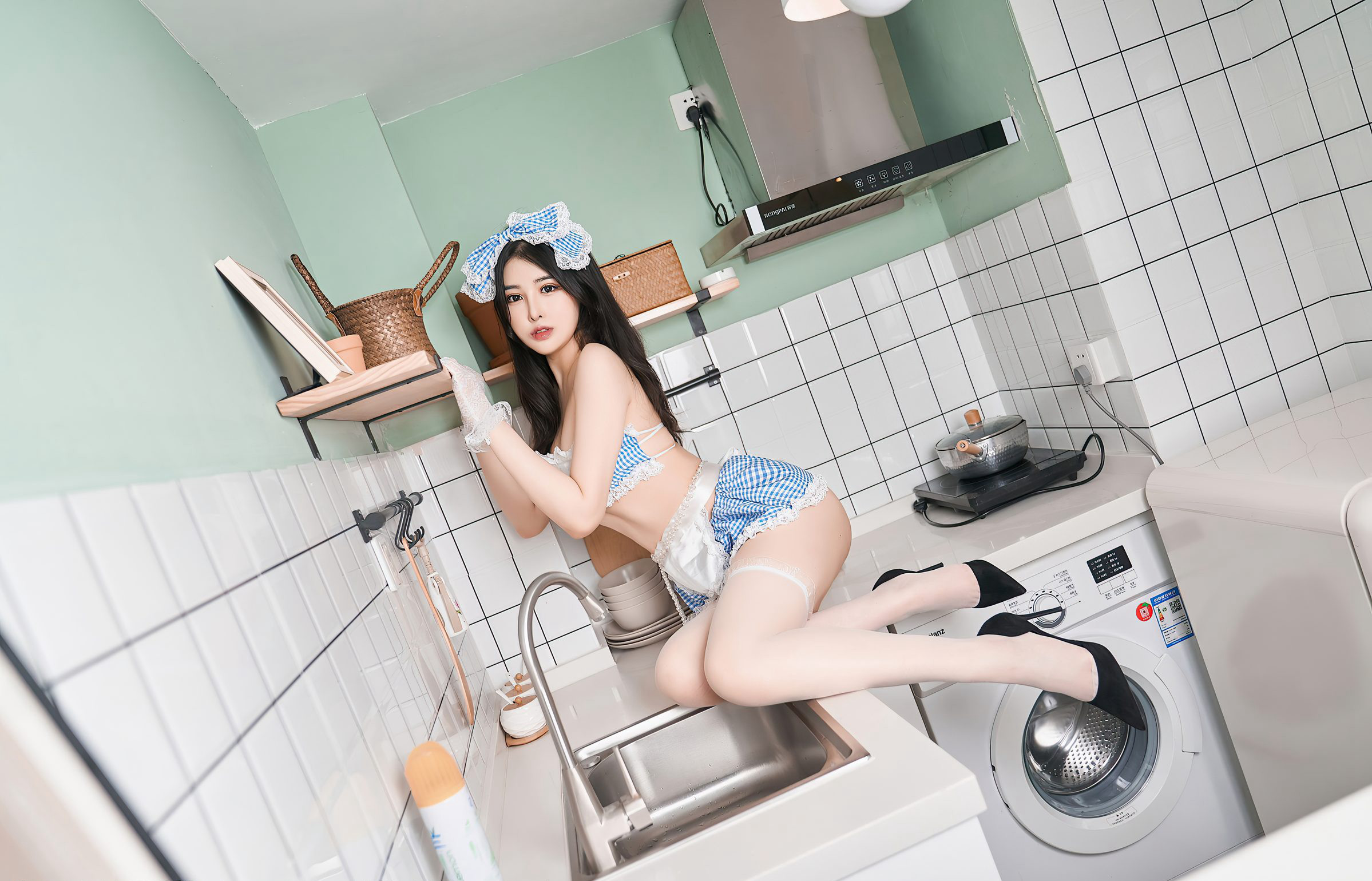 เซ็กซี่เชฟสาวชุดขาวไหมก้นหยกหน้าอกใหญ่สาวสวย 2021 ความคมชัดสูง ภาพถ่ายรวม เจียงเจิ้นหยู่