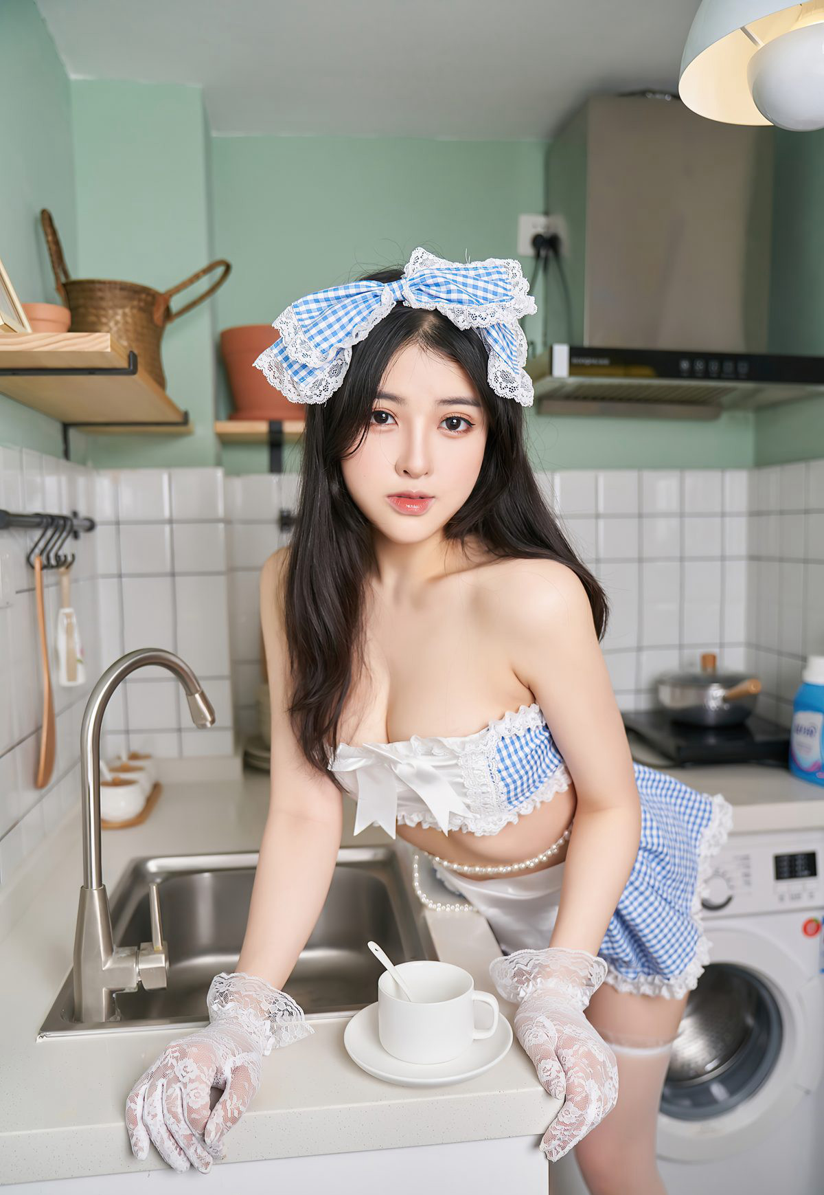 เซ็กซี่เชฟสาวชุดขาวไหมก้นหยกหน้าอกใหญ่สาวสวย 2021 ความคมชัดสูง ภาพถ่ายรวม เจียงเจิ้นหยู่