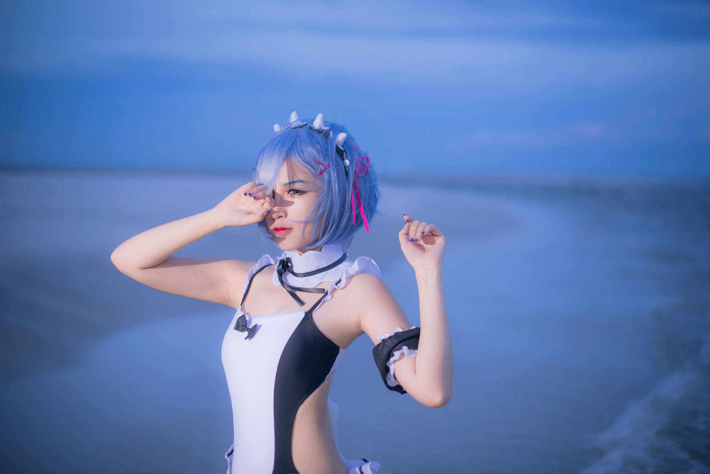 Cosplay写真] 人気コスプレイヤー 二佐ニサ - レム水着