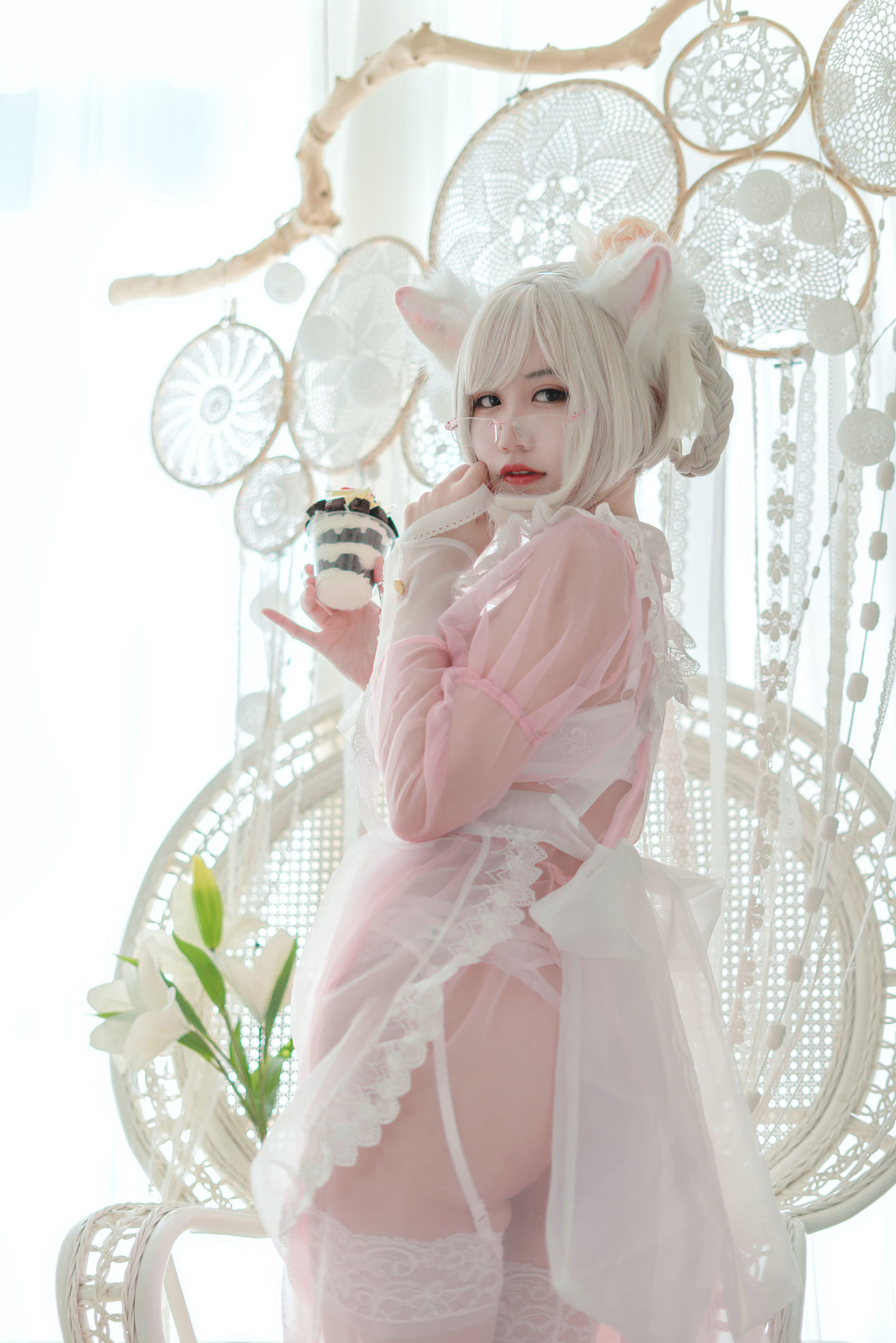 [网红COSER] 动漫博主小仓千代w - 透明粉色女仆