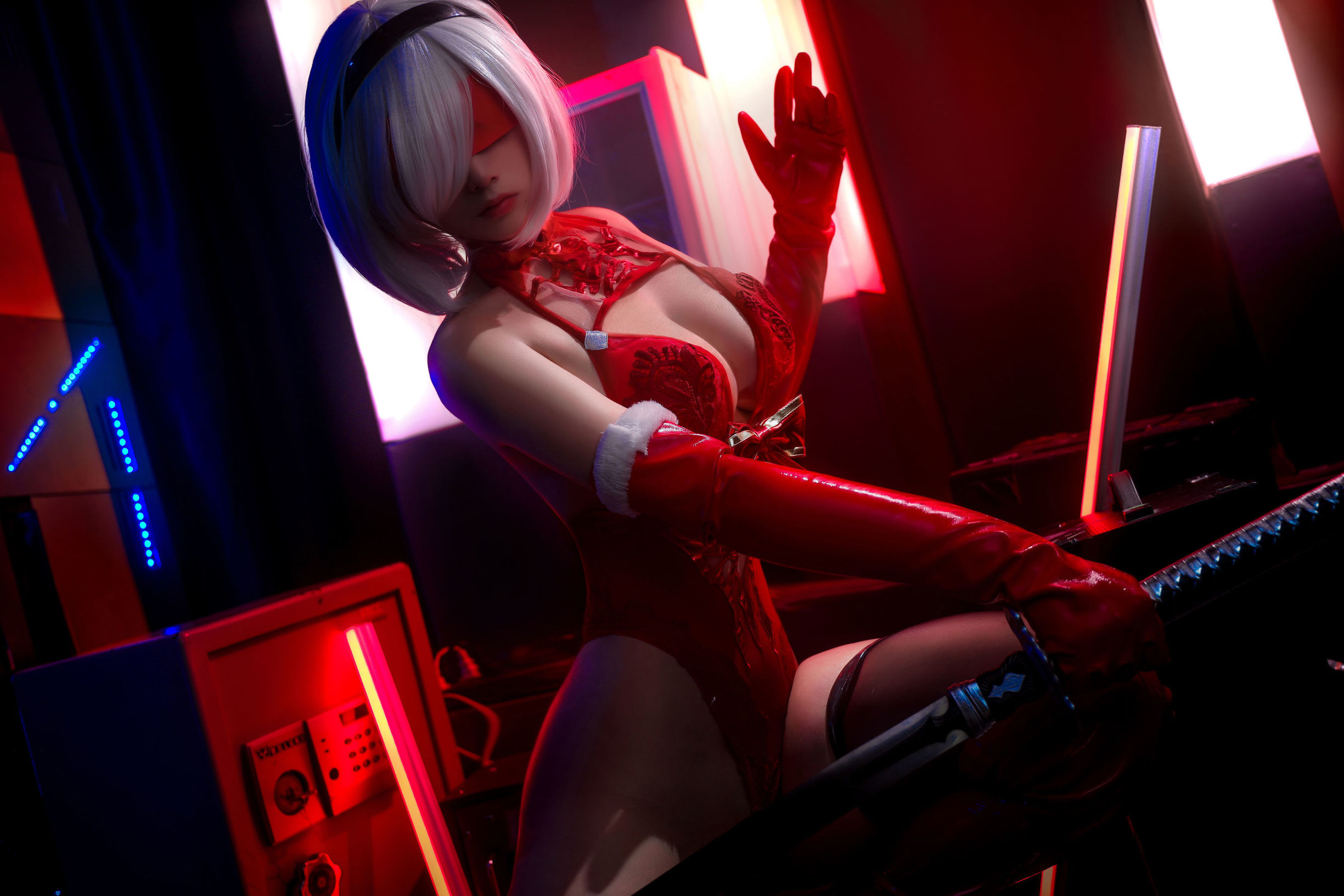ネットコスプレイヤー] 高顔値コスプレイヤー ネンネン_D - 2B 赤色同人
