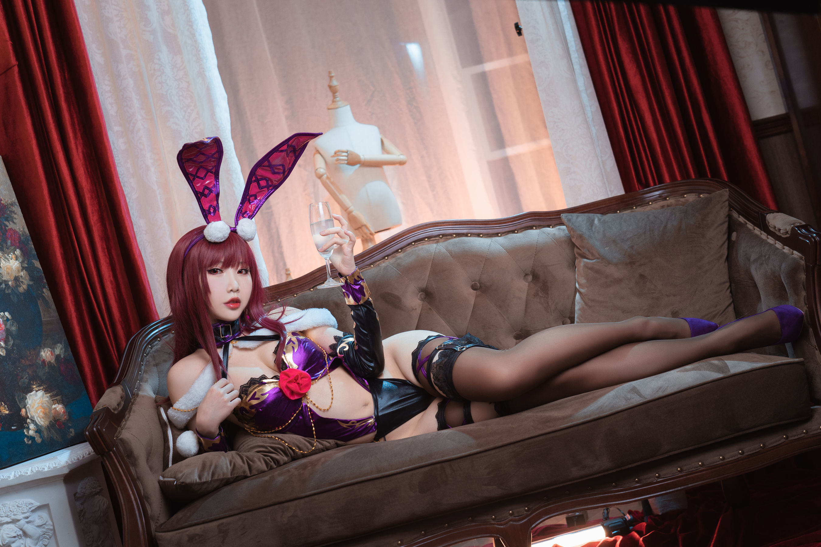 コスプレ福利] かわいい人気のコスプレイヤー メンピェンシェンアー - スカサハ バニーガール