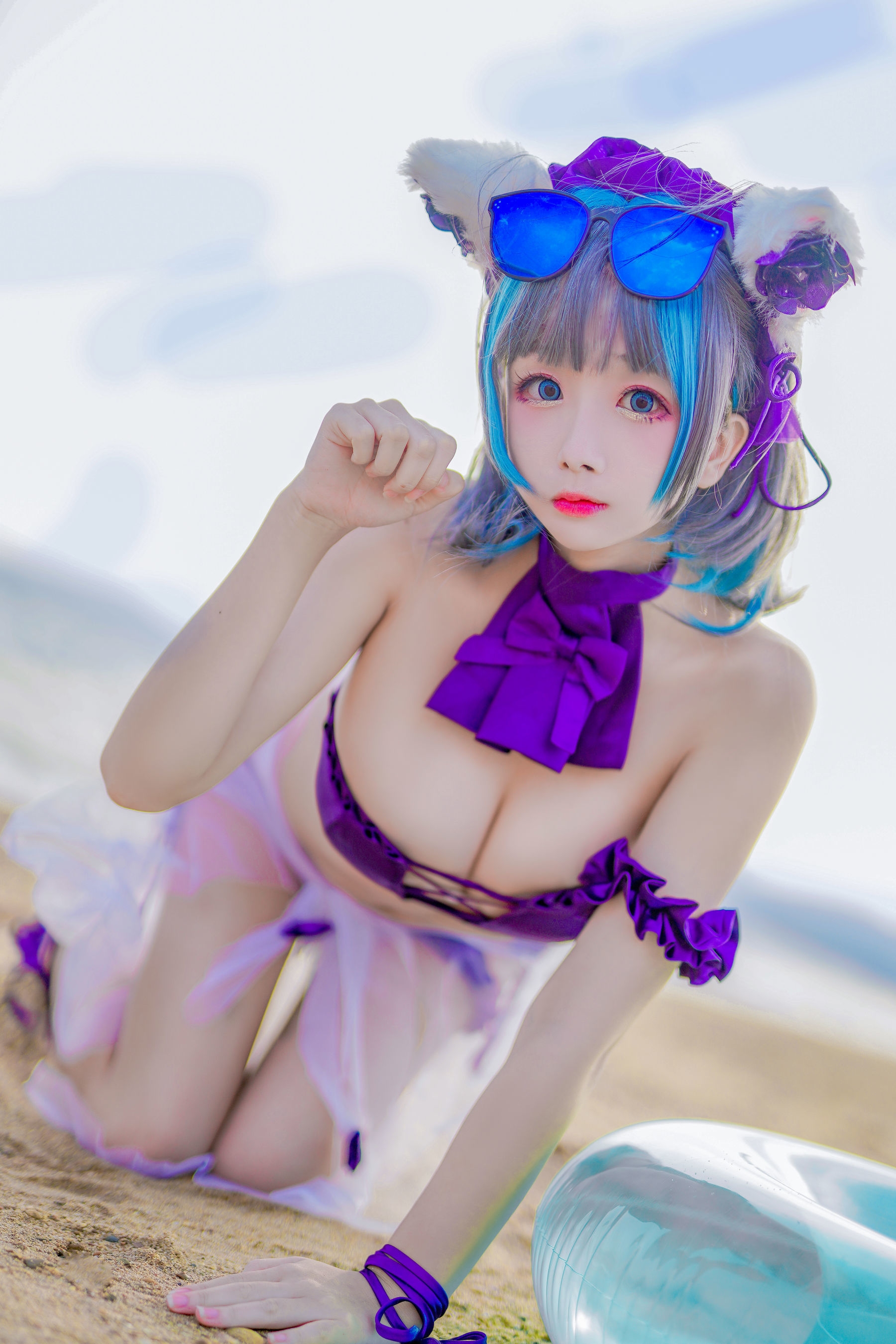 [COS福利] Cosplay日奈娇 - 柴郡猫泳装