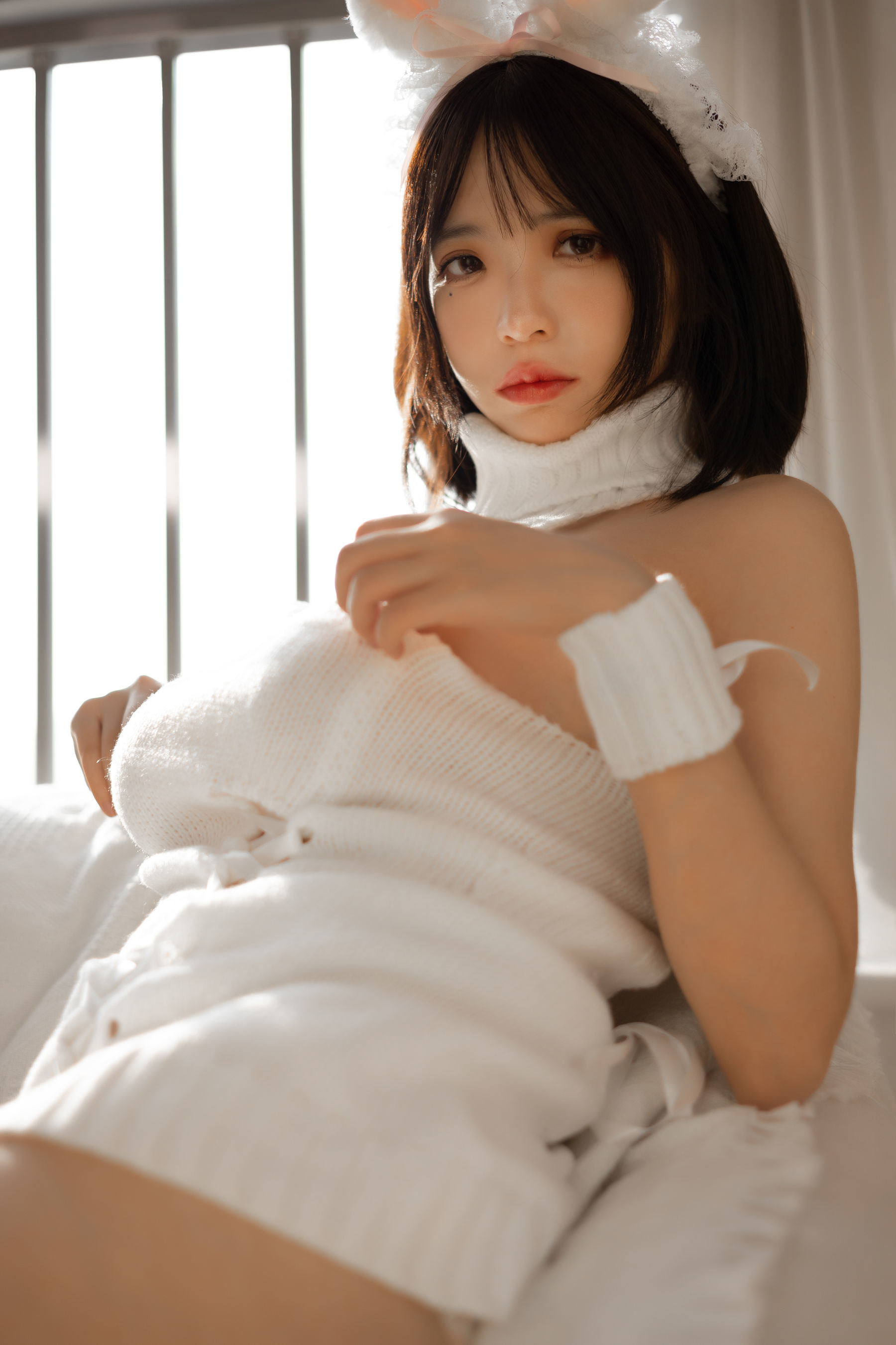 疯猫ss 白色毛衣兔女郎 Cosplay