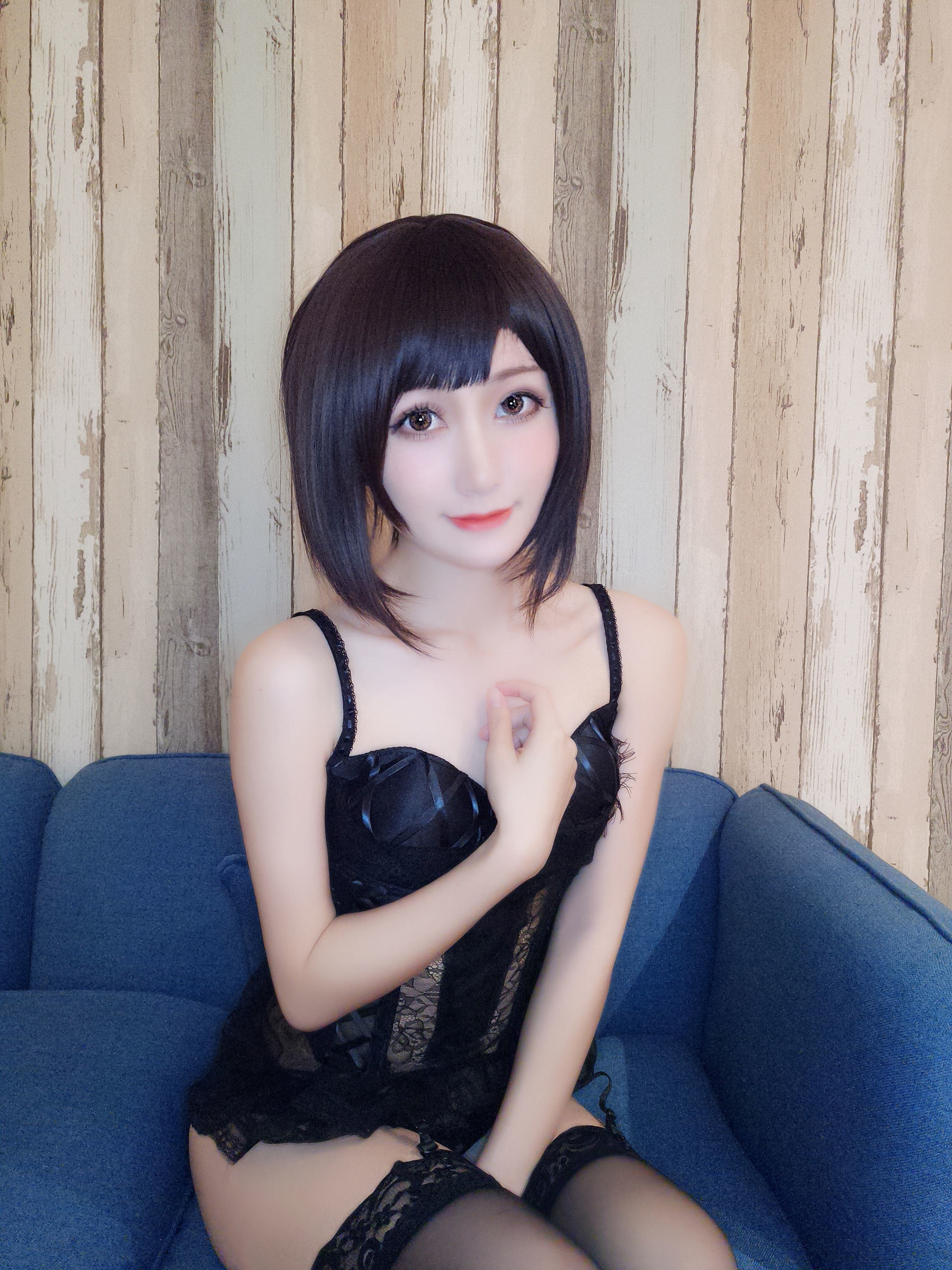 [网红COSER写真] 木之本果 - 黑色情趣内衣