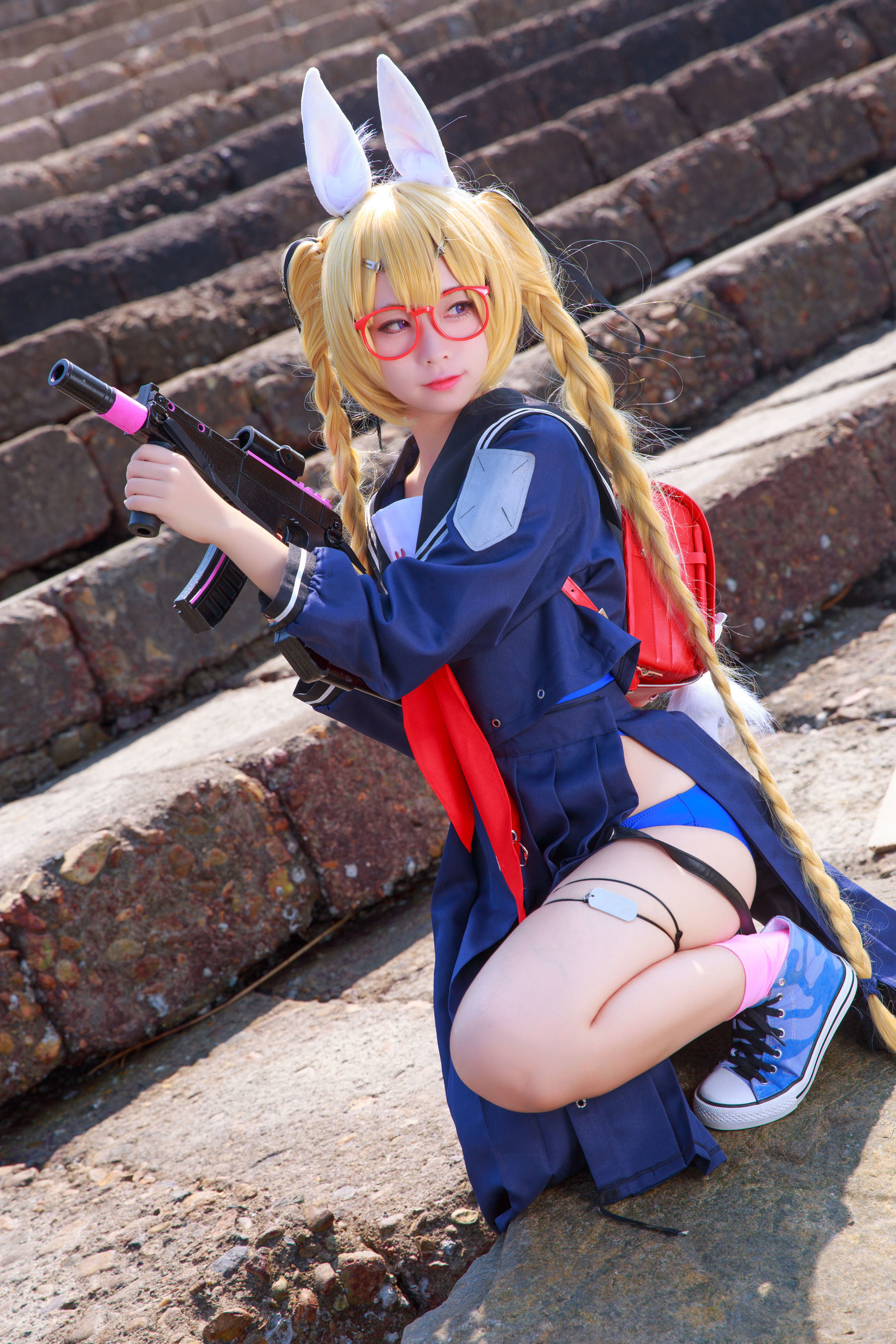 [网红COSER写真] 动漫博主G44不会受伤 - 旋风校服
