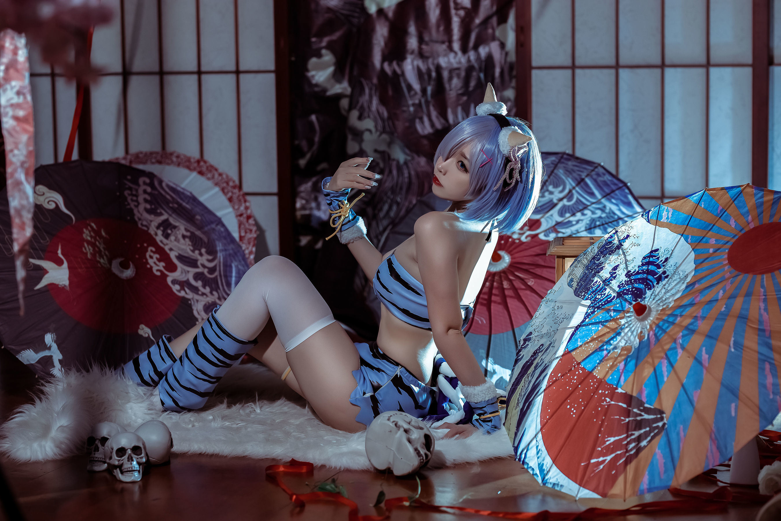 [网红COSER写真] 人气Coser二佐Nisa - 蕾姆 夏日鬼衣