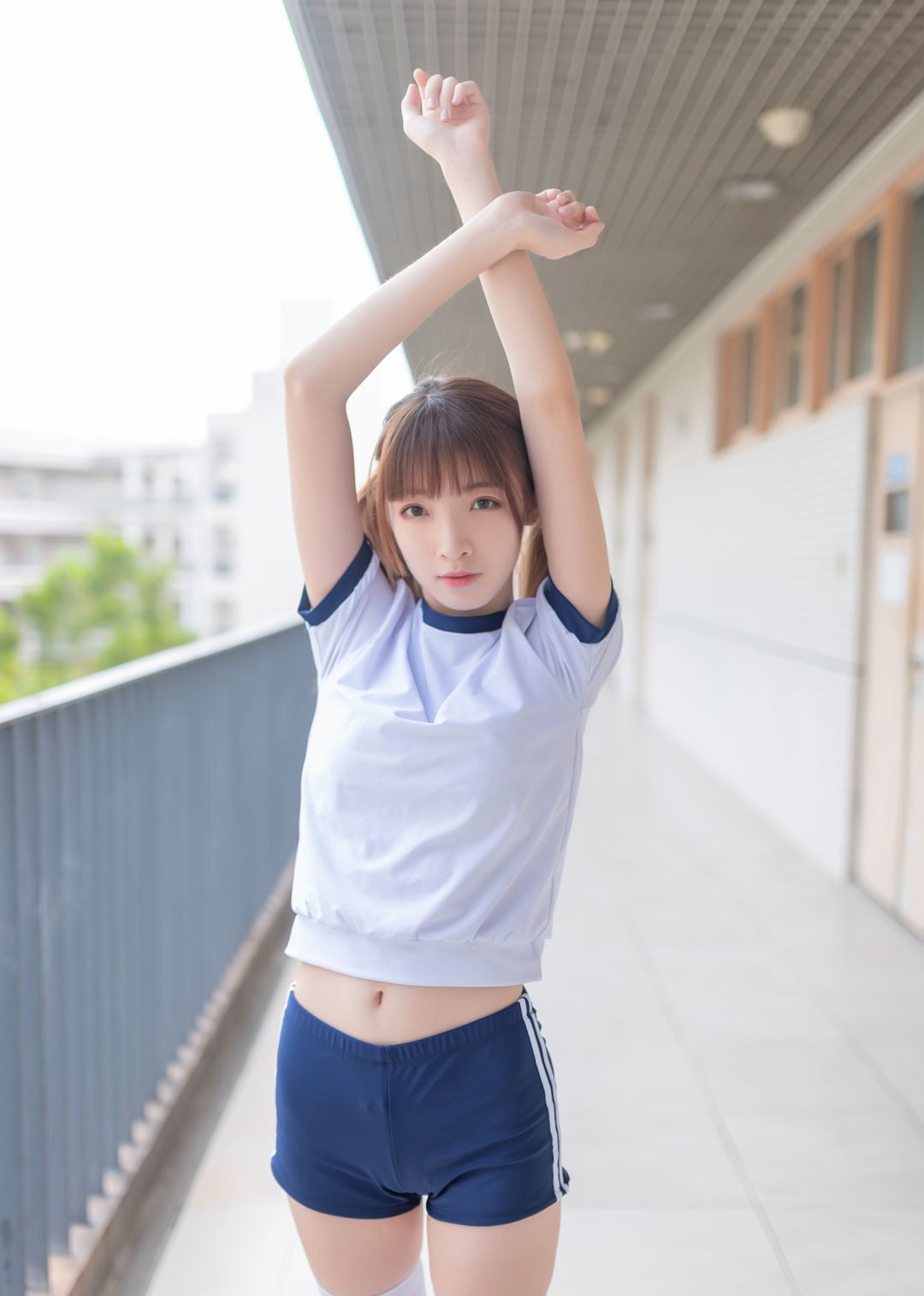 백실 JK 미녀 묘탕 영화 섹시한 긴 다리 더블 포니테일 코스프레 미녀