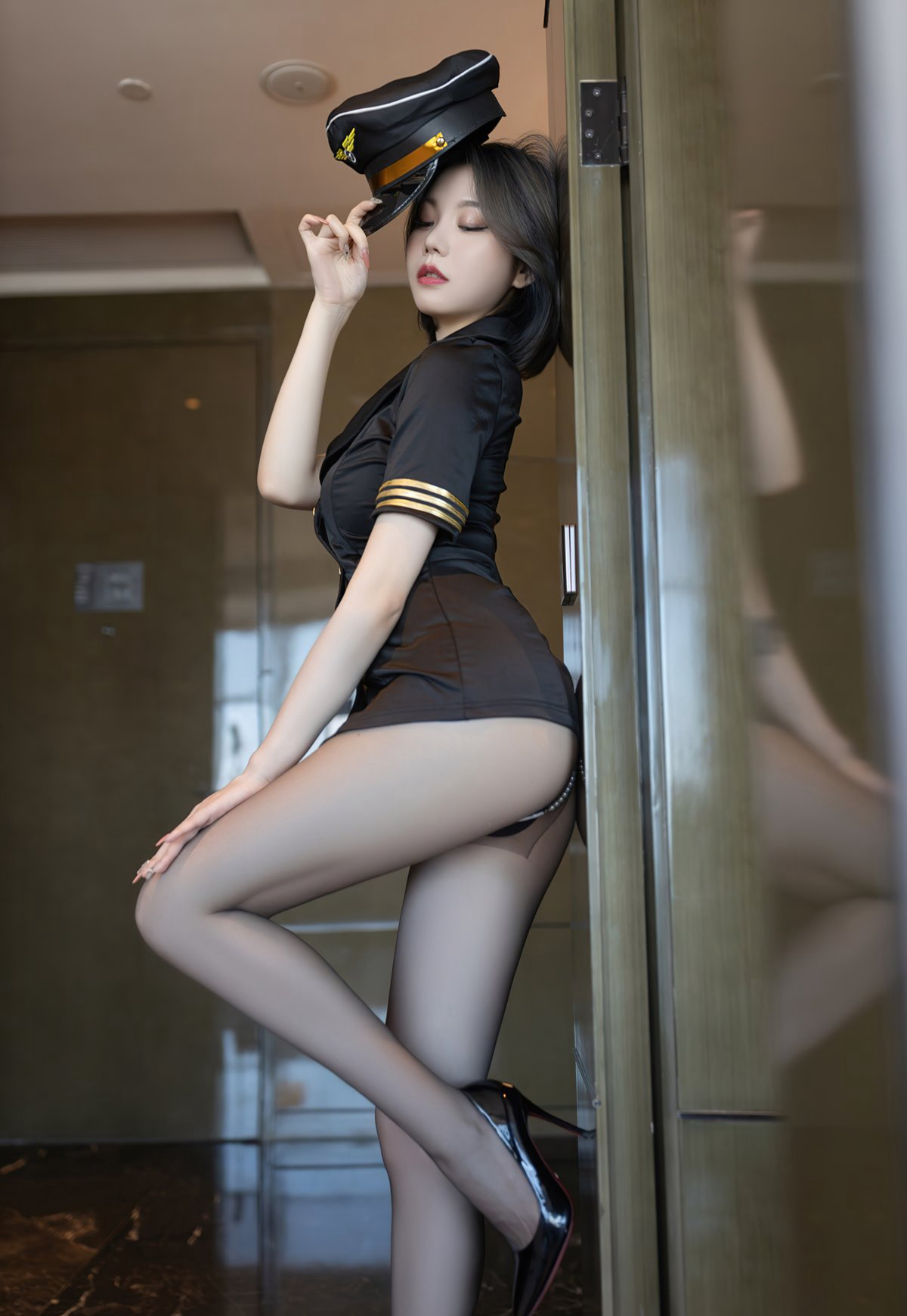 안란 Maleah 섹시 블랙 스타킹 노 팬티 극한 요염 아름다운 다리 하이힐 고화질 2022 최신 세트 사진
