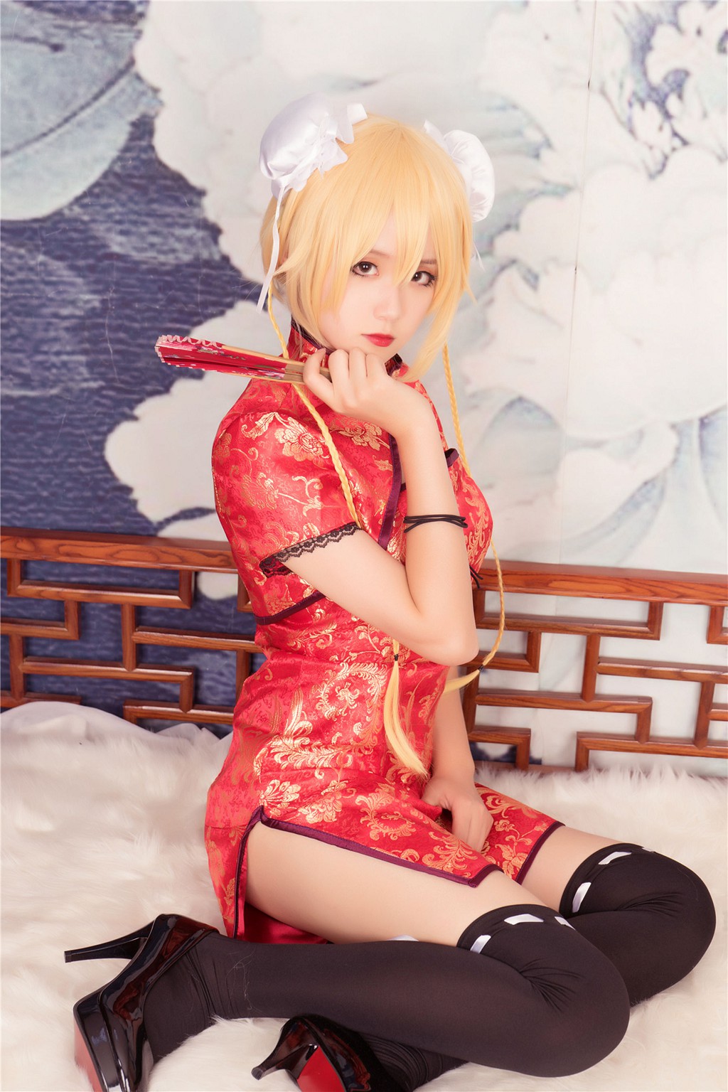 風の領域] NO.164 赤い旗袍黒ストッキングCOS 写真集[40P