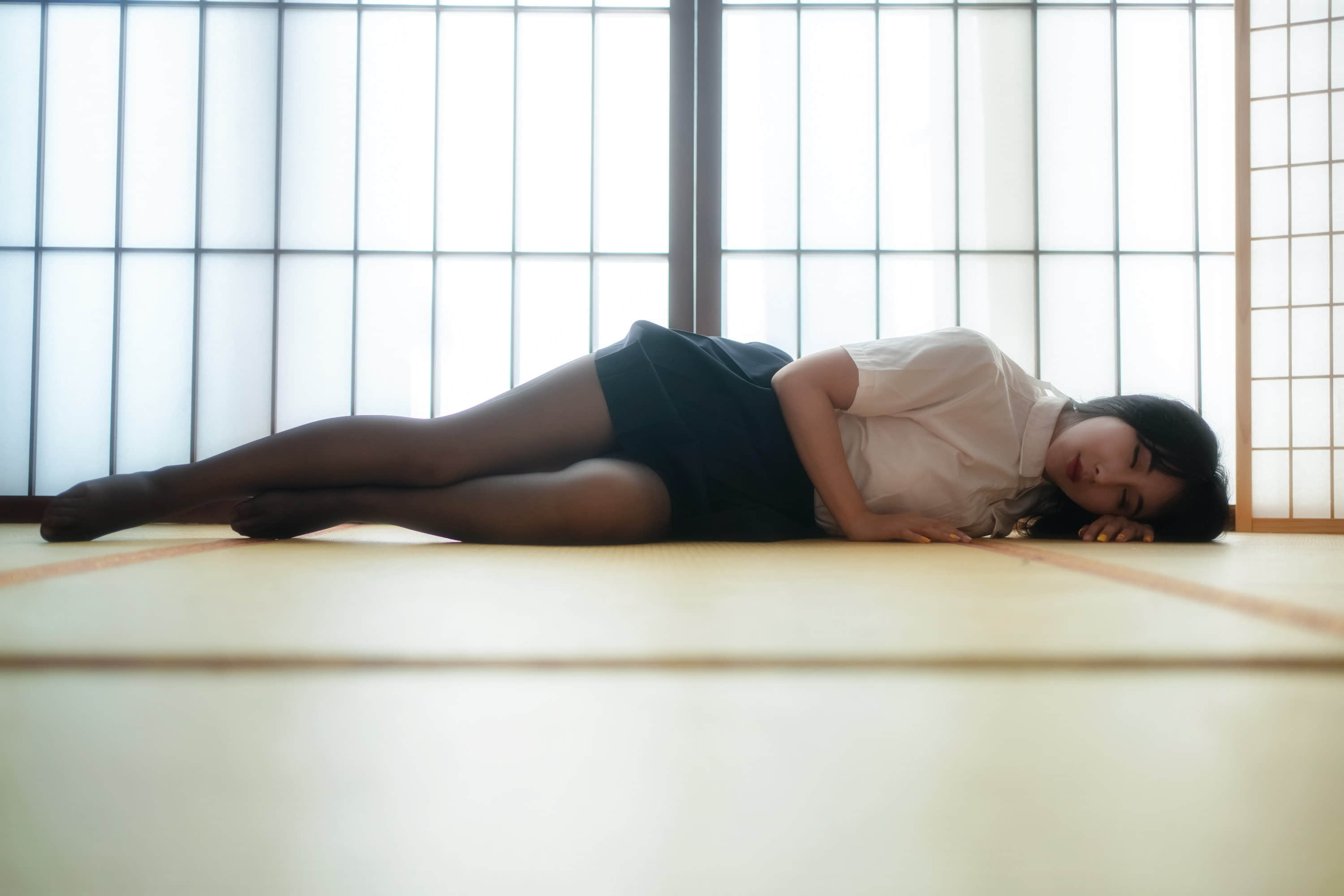 Yun Xi Xi - Peach Black Silk Schoolgirl