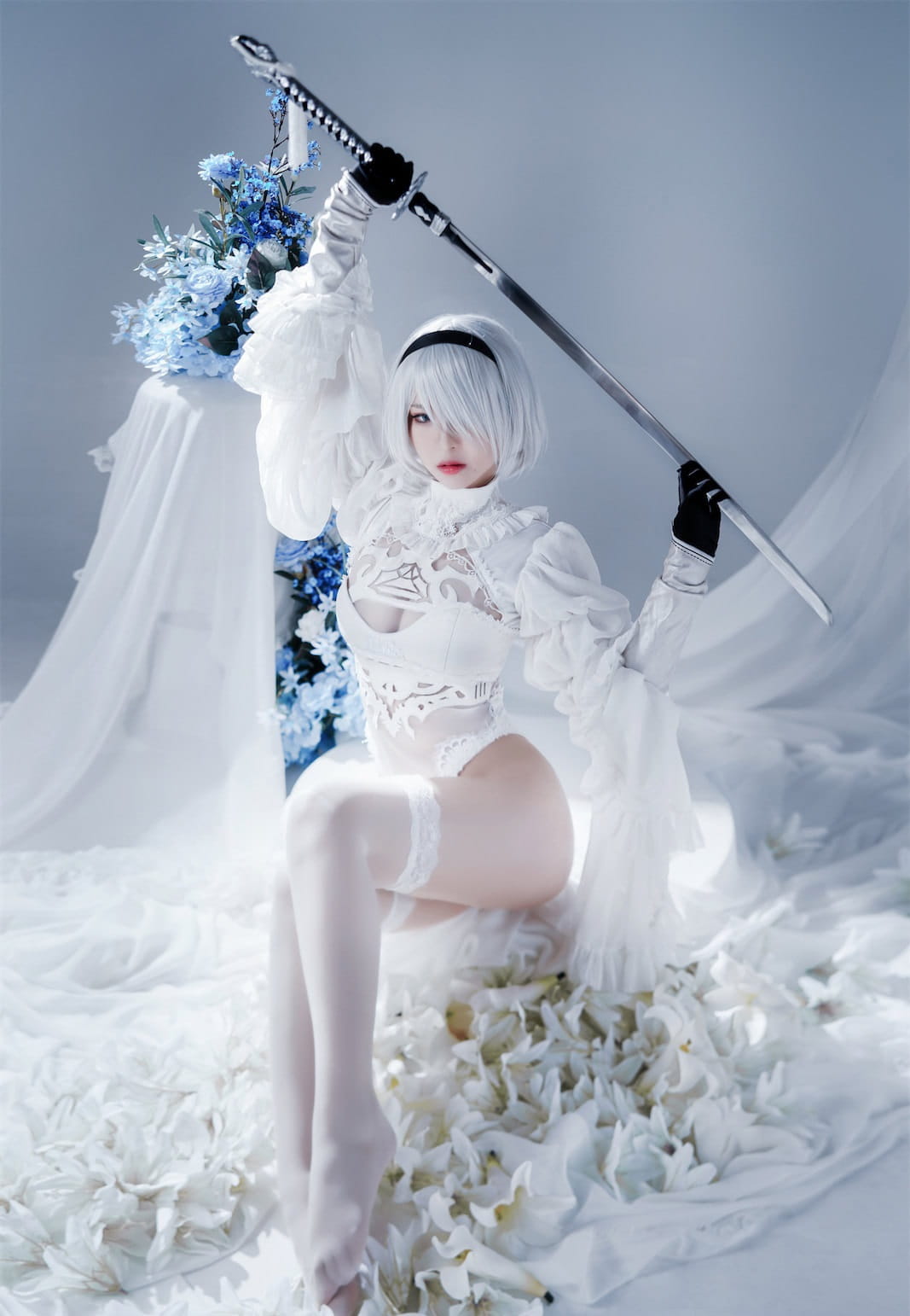 半半子 Nier Automata 2B白礼服 Cosplay 51P