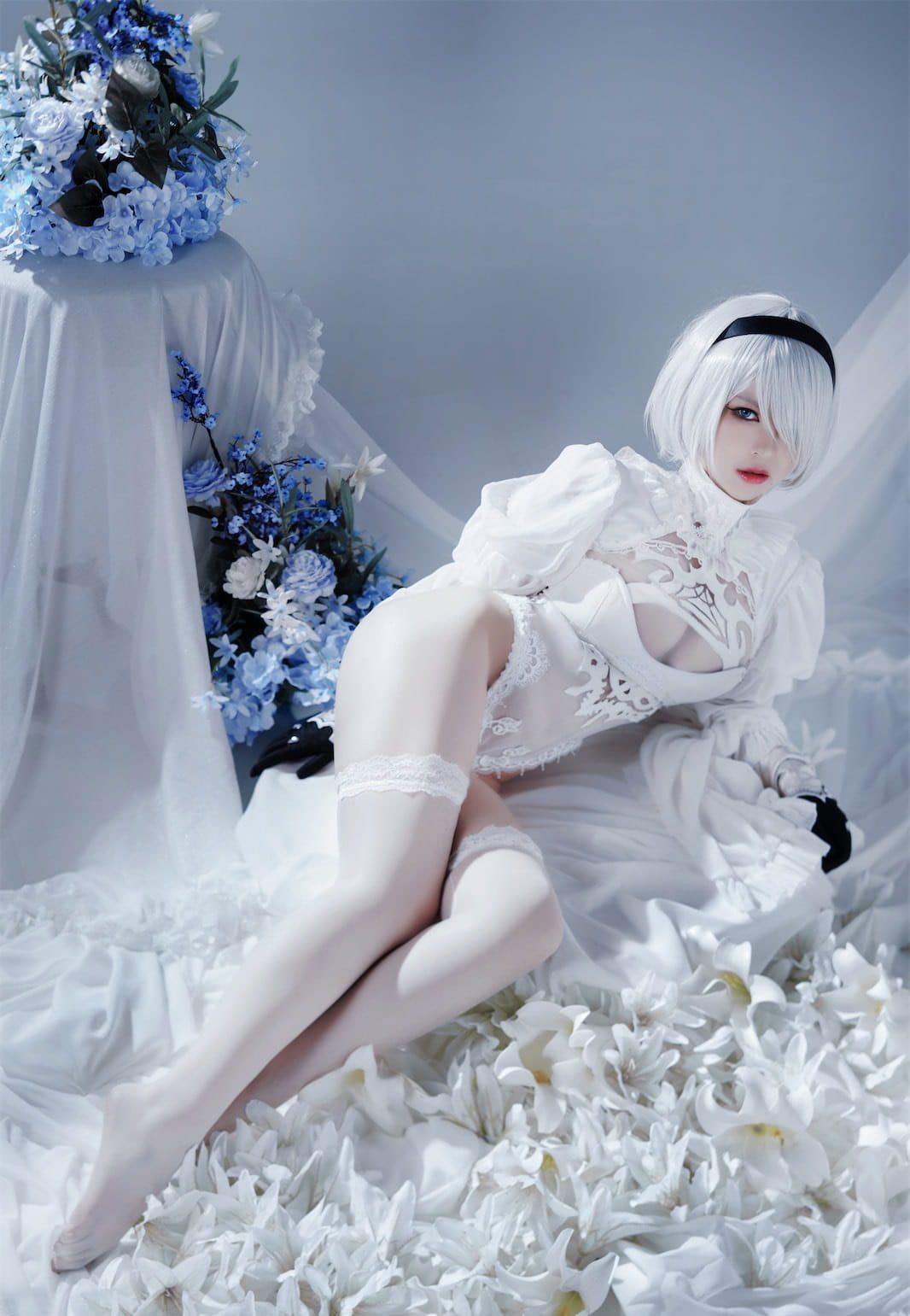 半半子 Nier Automata 2B白礼服 Cosplay 51P