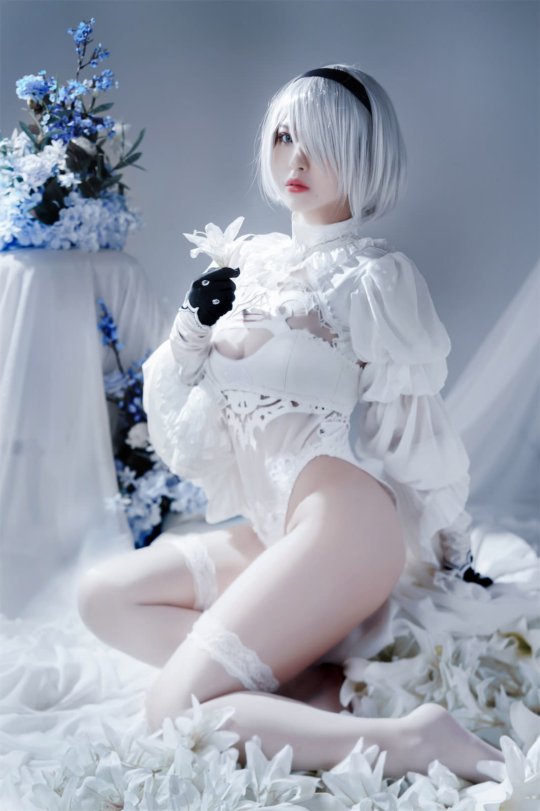 半半子 Nier Automata 2B白礼服 Cosplay 51P
