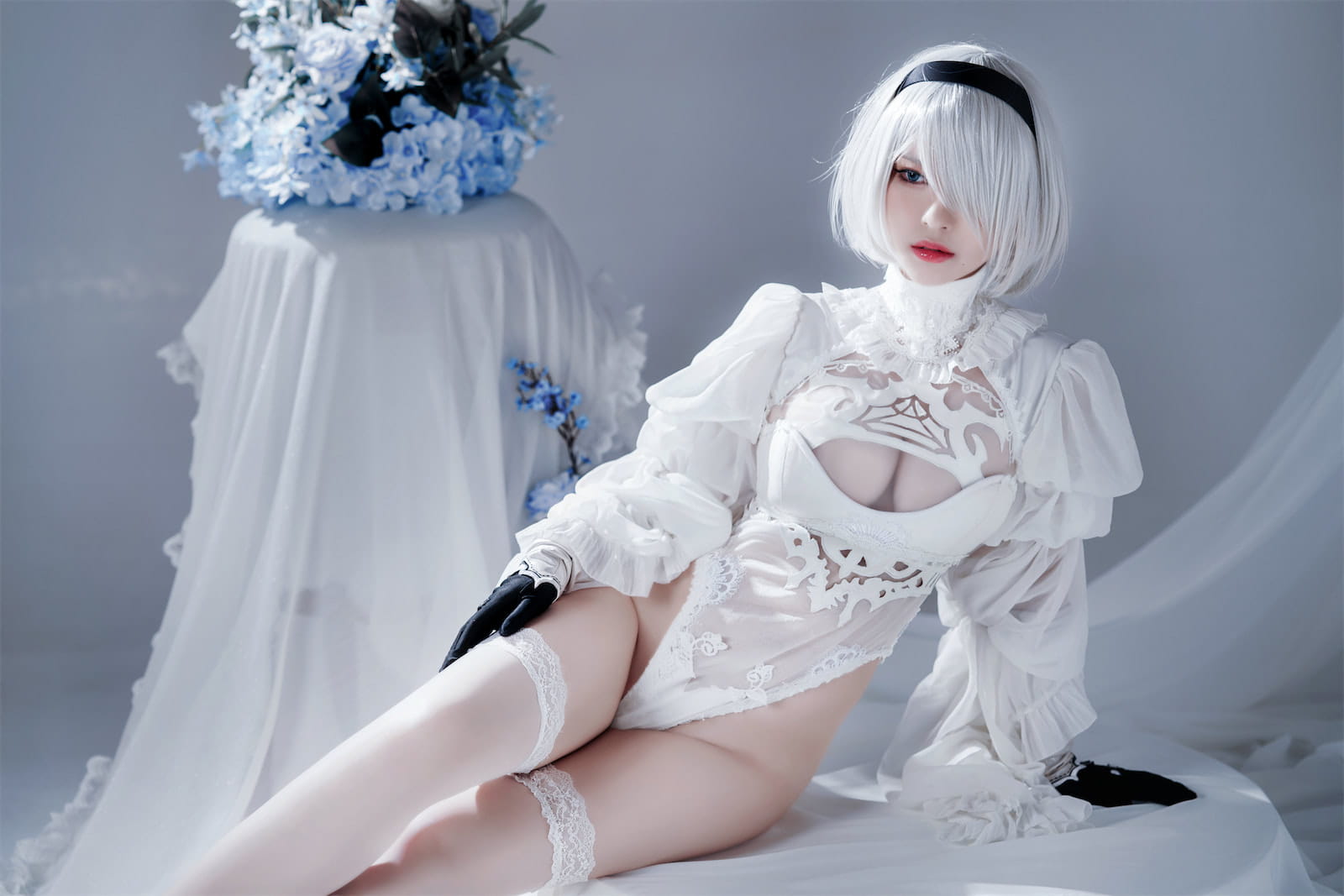 半半子 Nier Automata 2B白礼服 Cosplay 51P