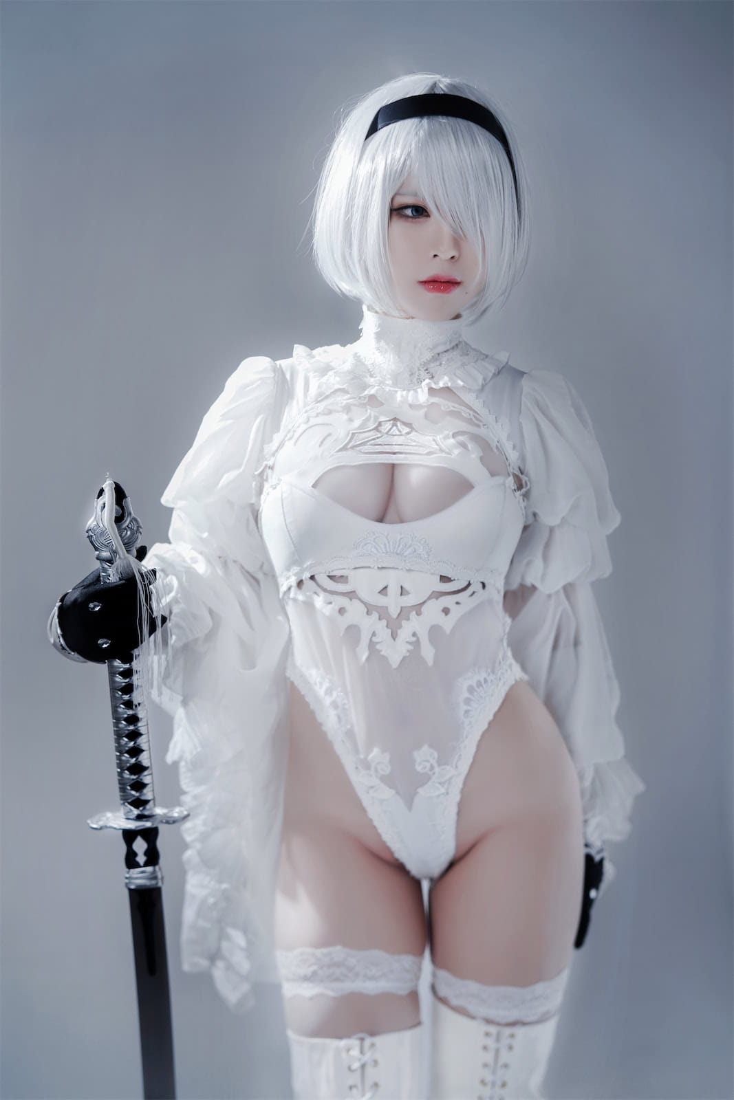 半半子 Nier Automata 2B白礼服 Cosplay 51P