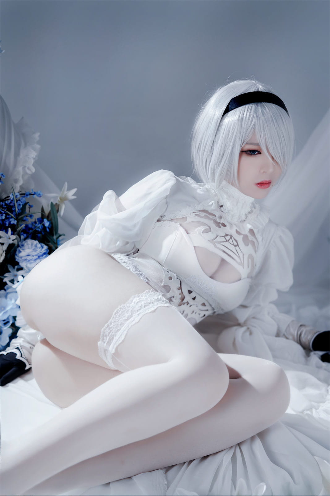 半半子 Nier Automata 2B白礼服 Cosplay 51P