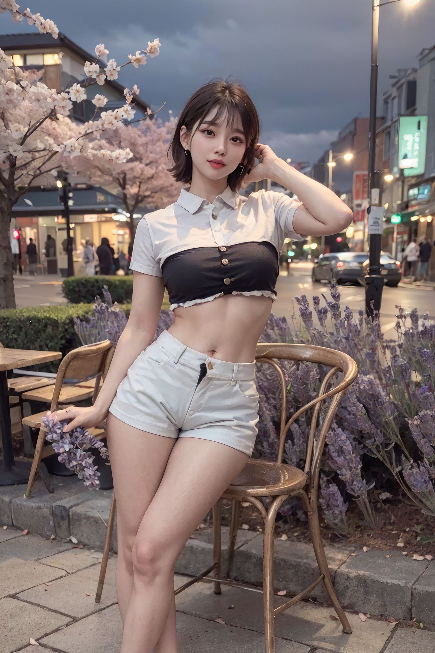 Cô gái trẻ thư giãn kiểu Nhật hệ hoa anh đào