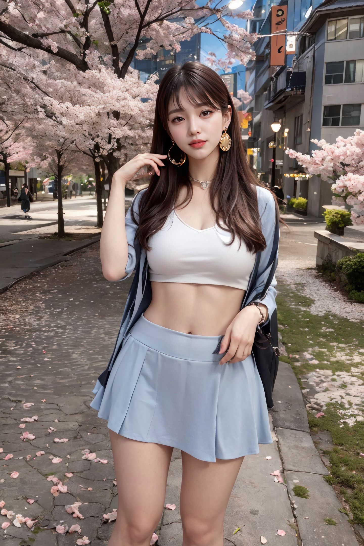 Cô gái trẻ thư giãn kiểu Nhật hệ hoa anh đào