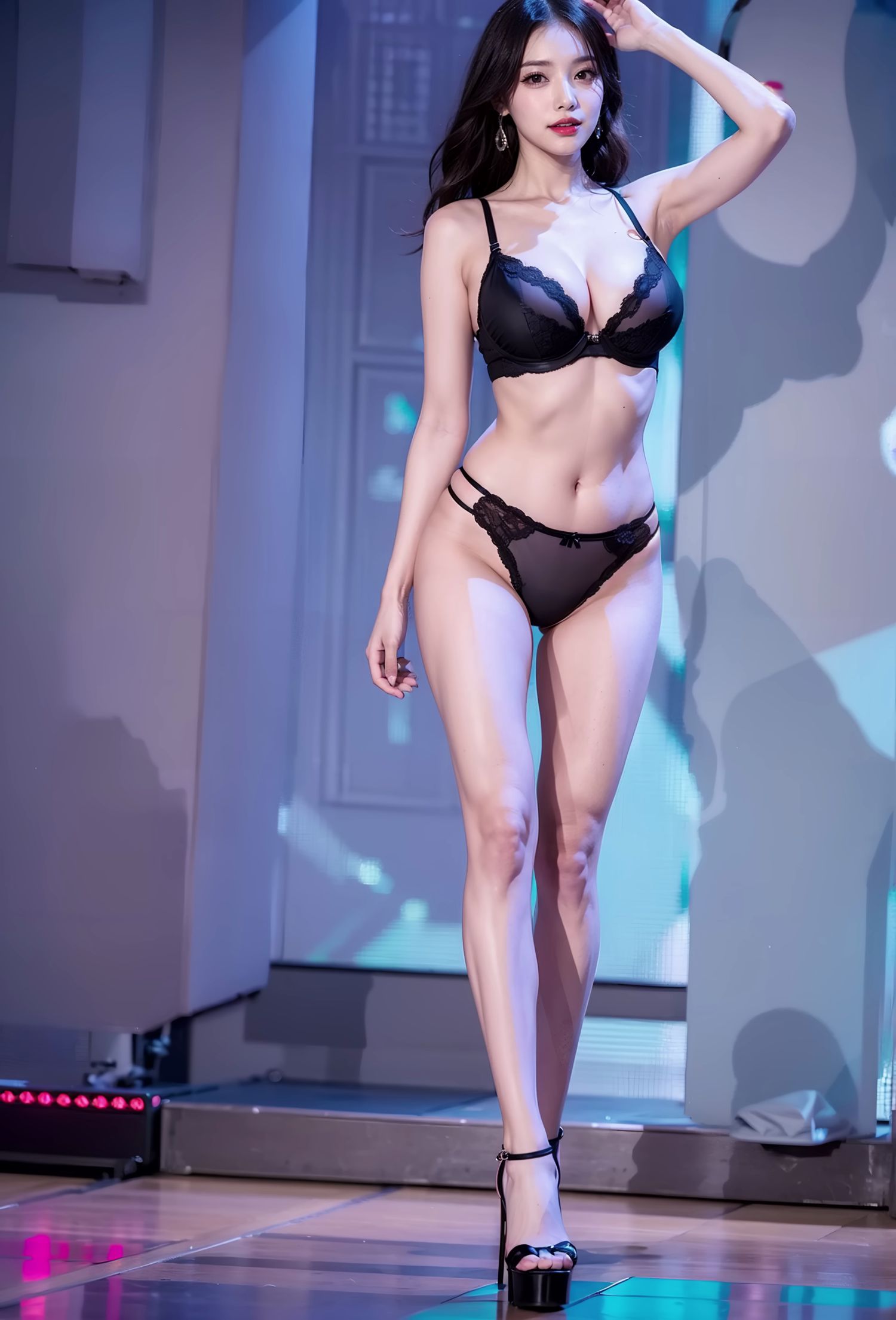Runway show of youthful and beautiful lingerie models