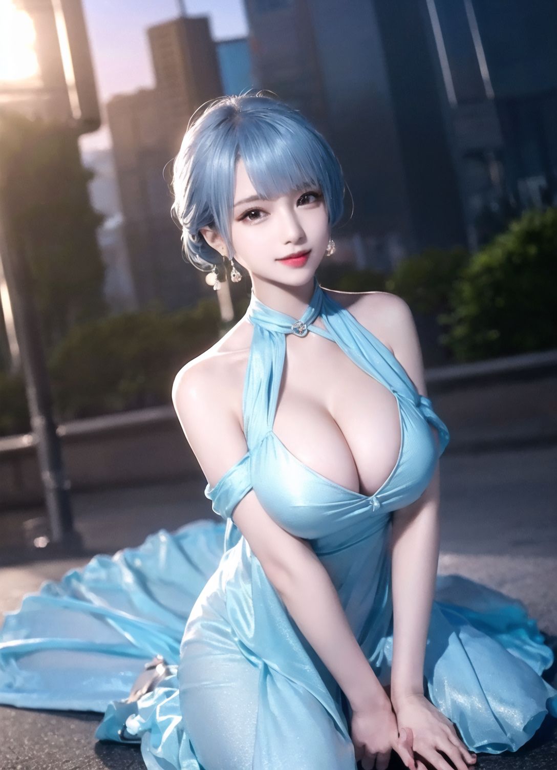 銀發巨乳美少女優雅寫真