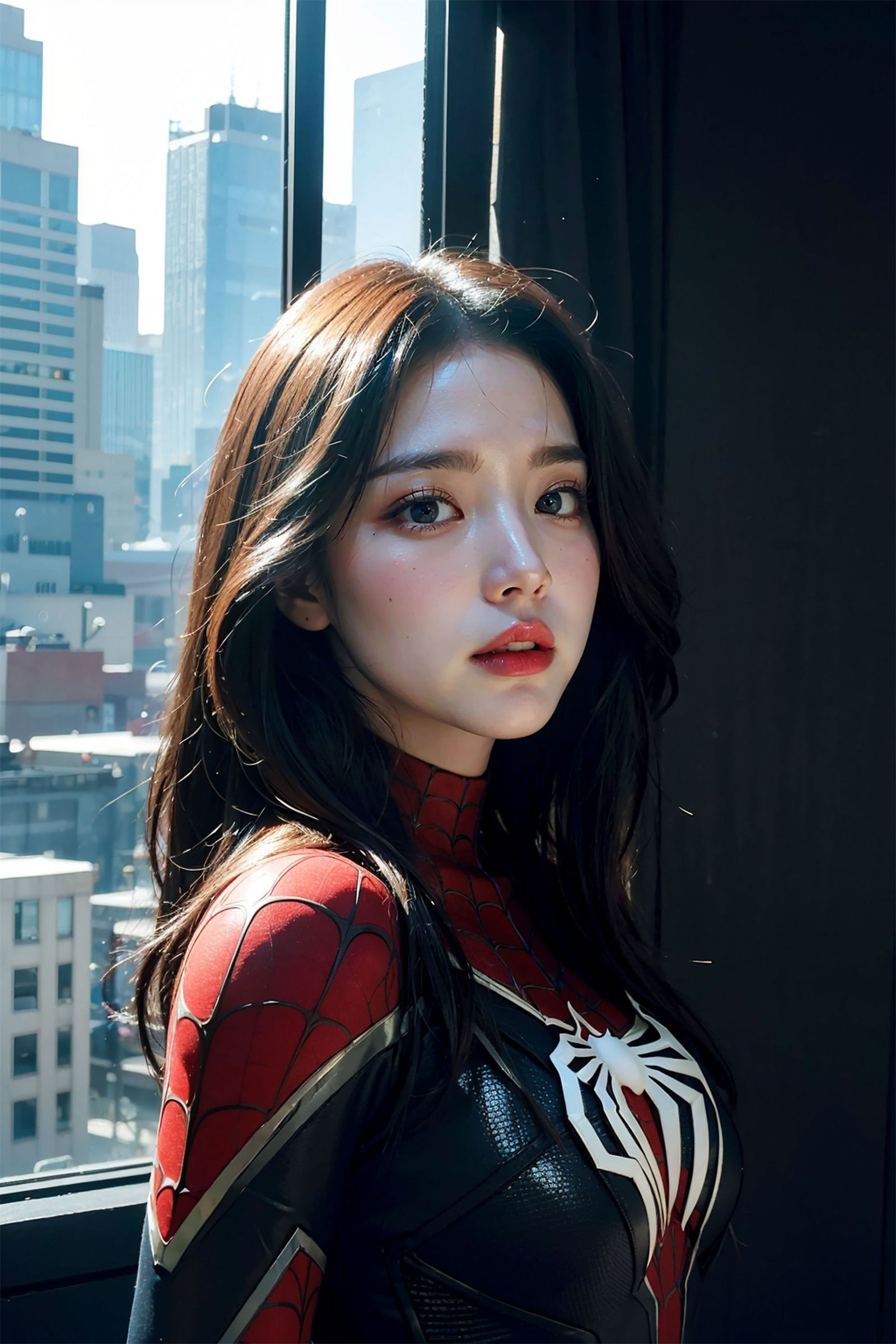 스파이더맨 타이트 슈트 미소녀