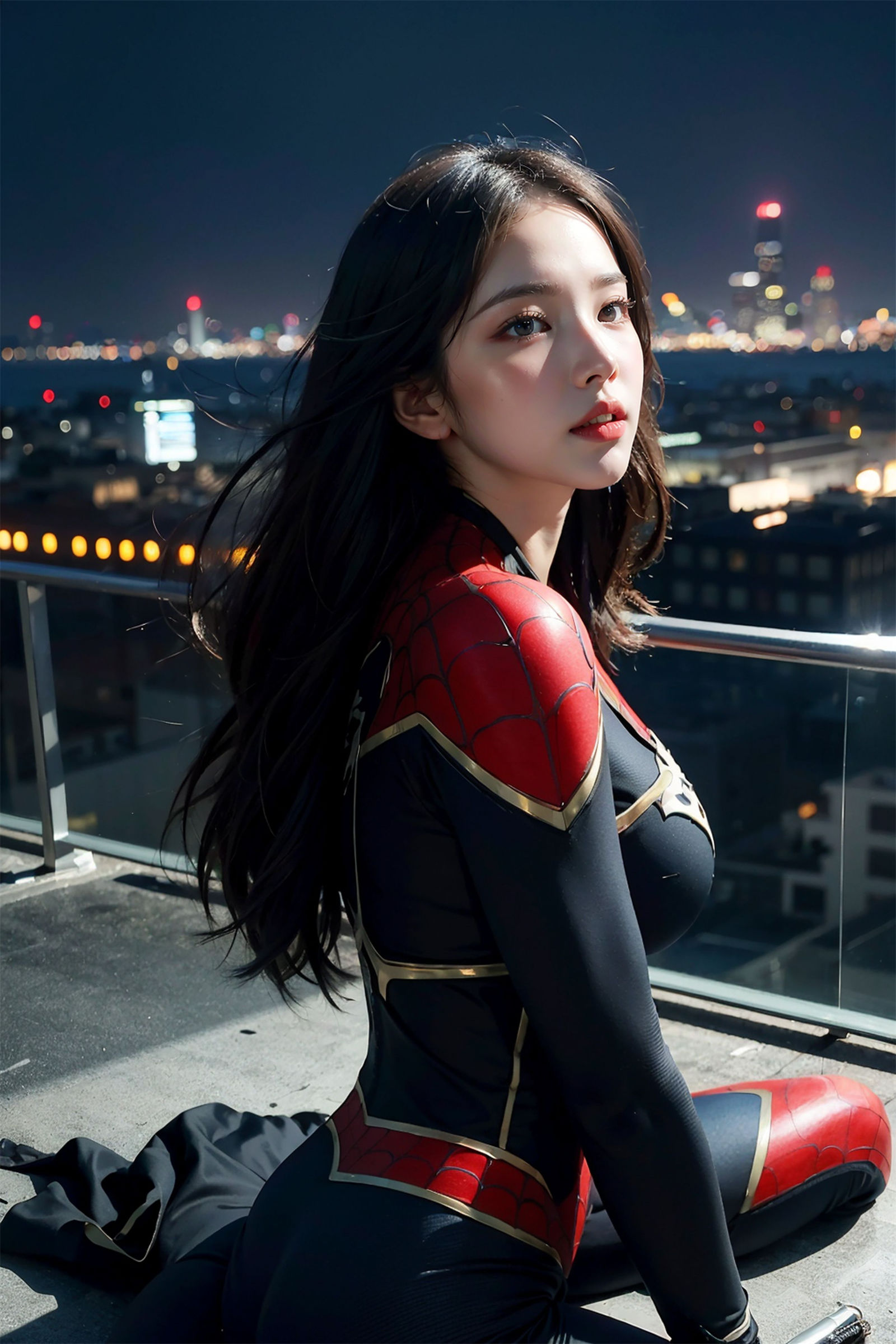 스파이더맨 타이트 슈트 미소녀