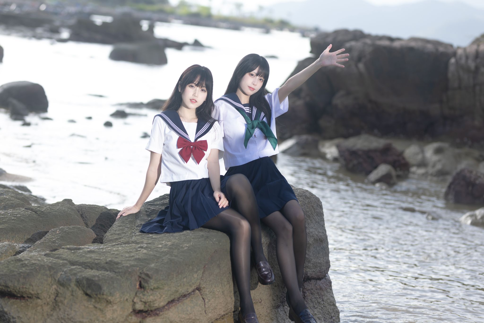 不呆猫&三無人型 - 水手服百合黑丝