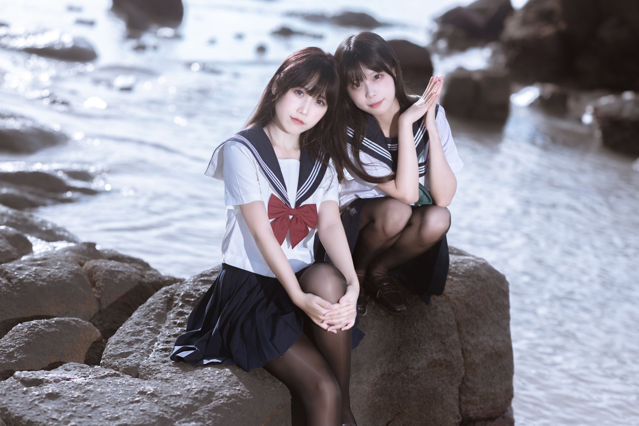 不呆猫&三無人型 - 水手服百合黑丝