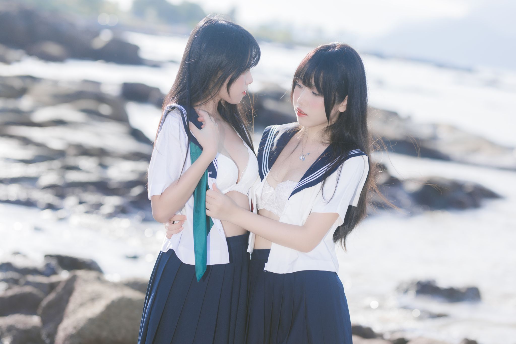 不呆猫&三無人型 - 水手服百合黑丝