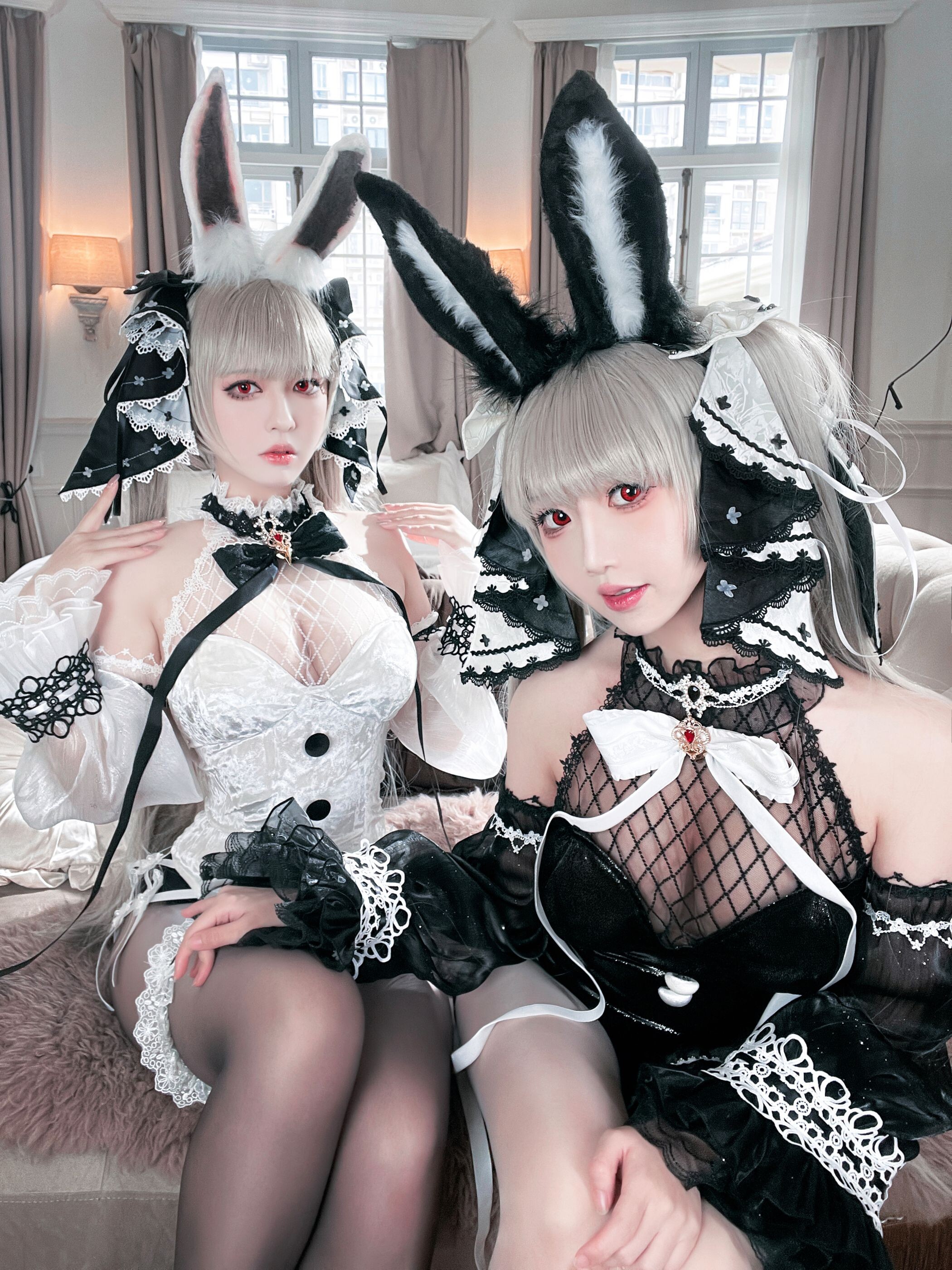 面饼仙儿与半半子 可畏兔兔 Cosplay 57P1V