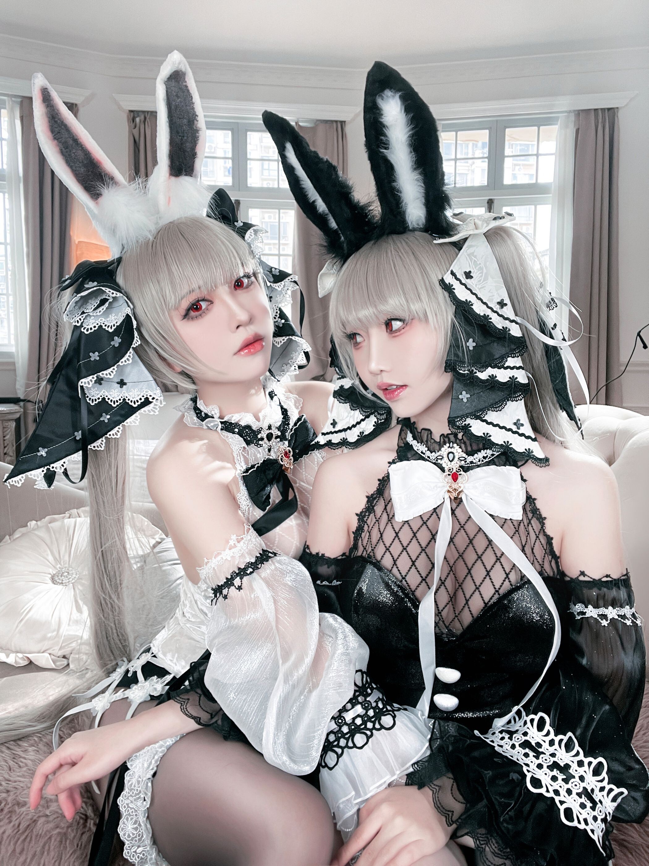 面饼仙儿与半半子 可畏兔兔 Cosplay 57P1V