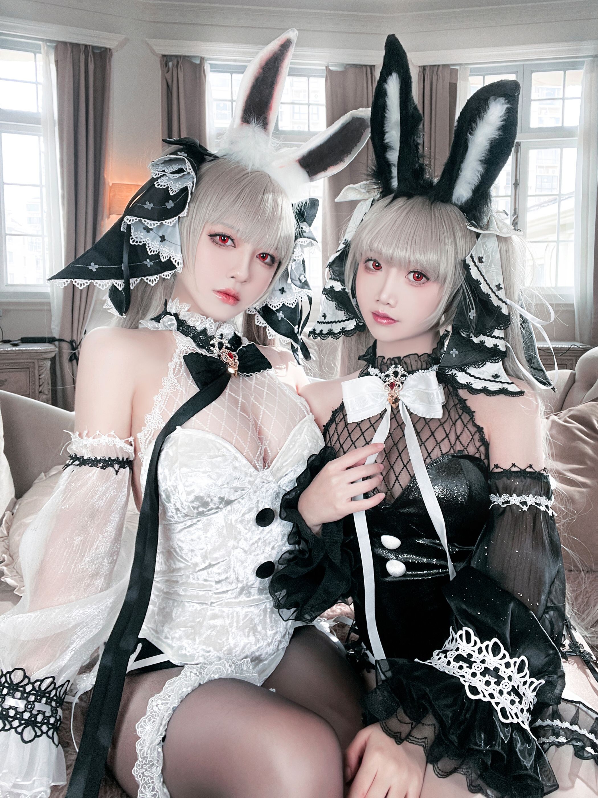 面饼仙儿与半半子 可畏兔兔 Cosplay 57P1V