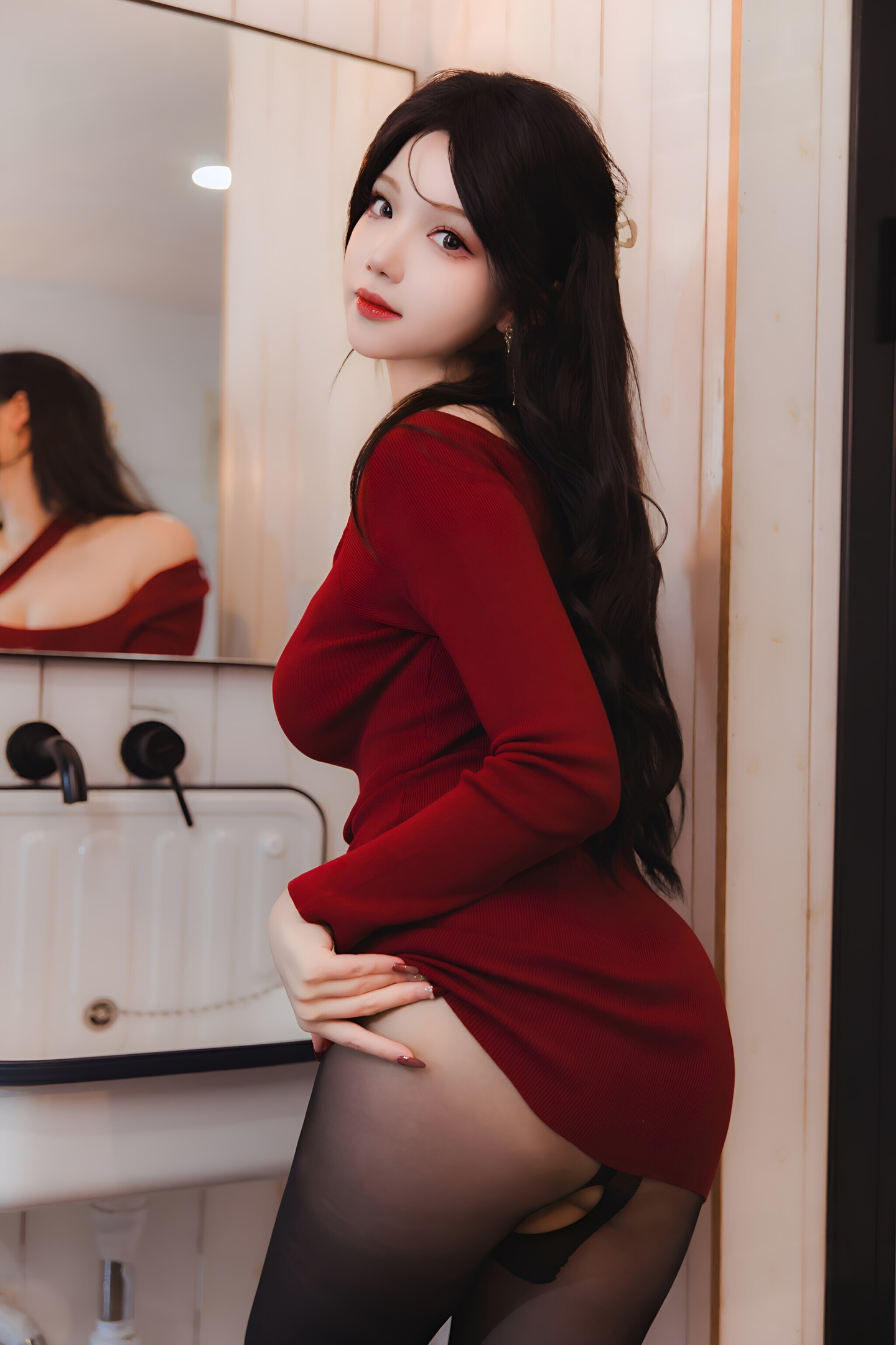 雪晴Astra - 红裙黑丝小娇妻 69P1V