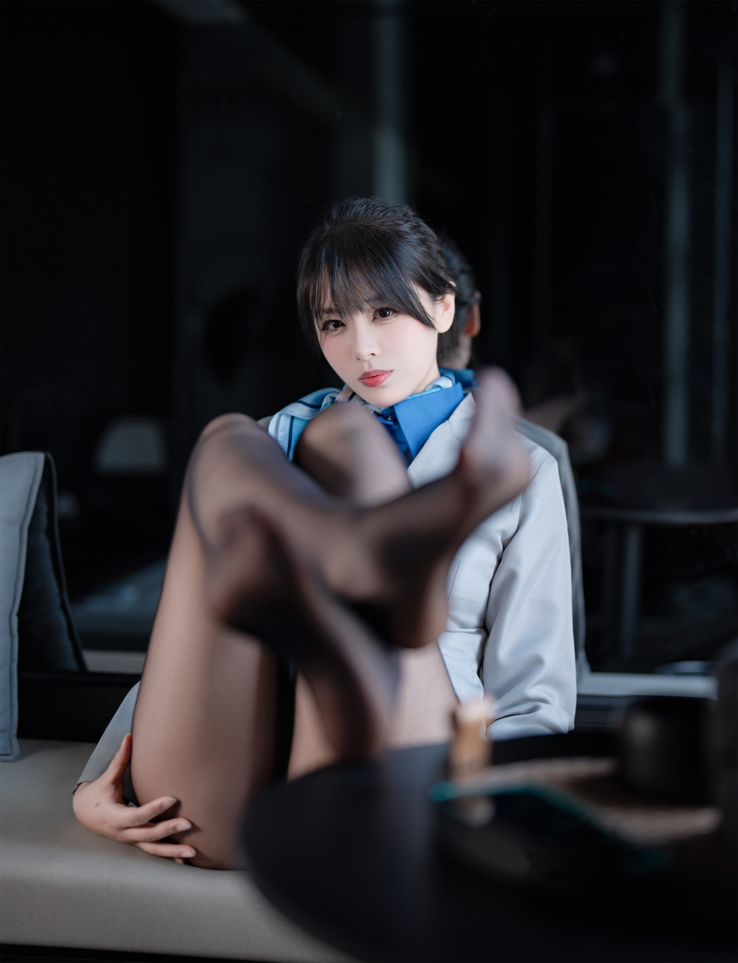 轩萧学姐 - 空姐室内黑丝